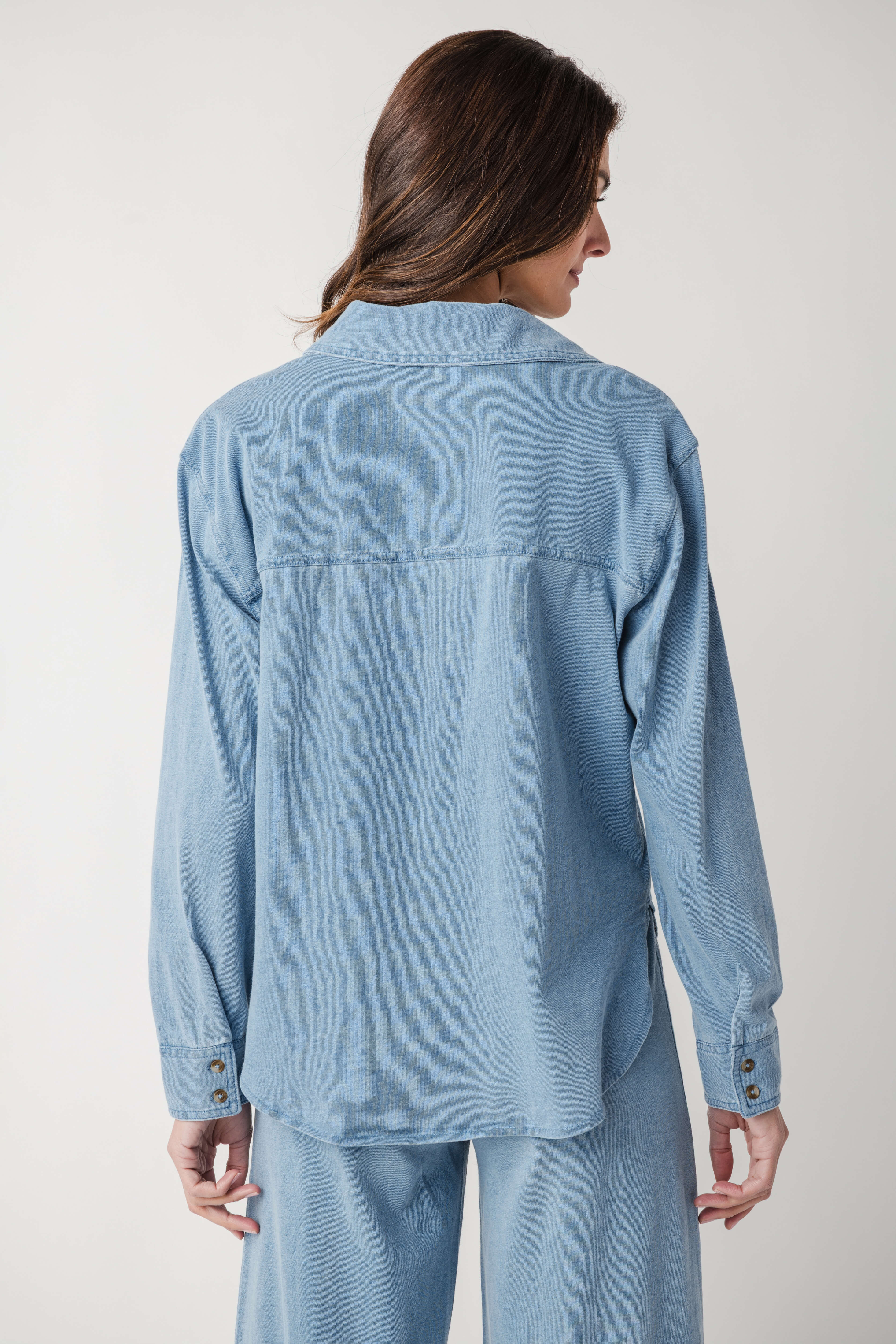 Z Supply Reese Jersey Denim Button Up