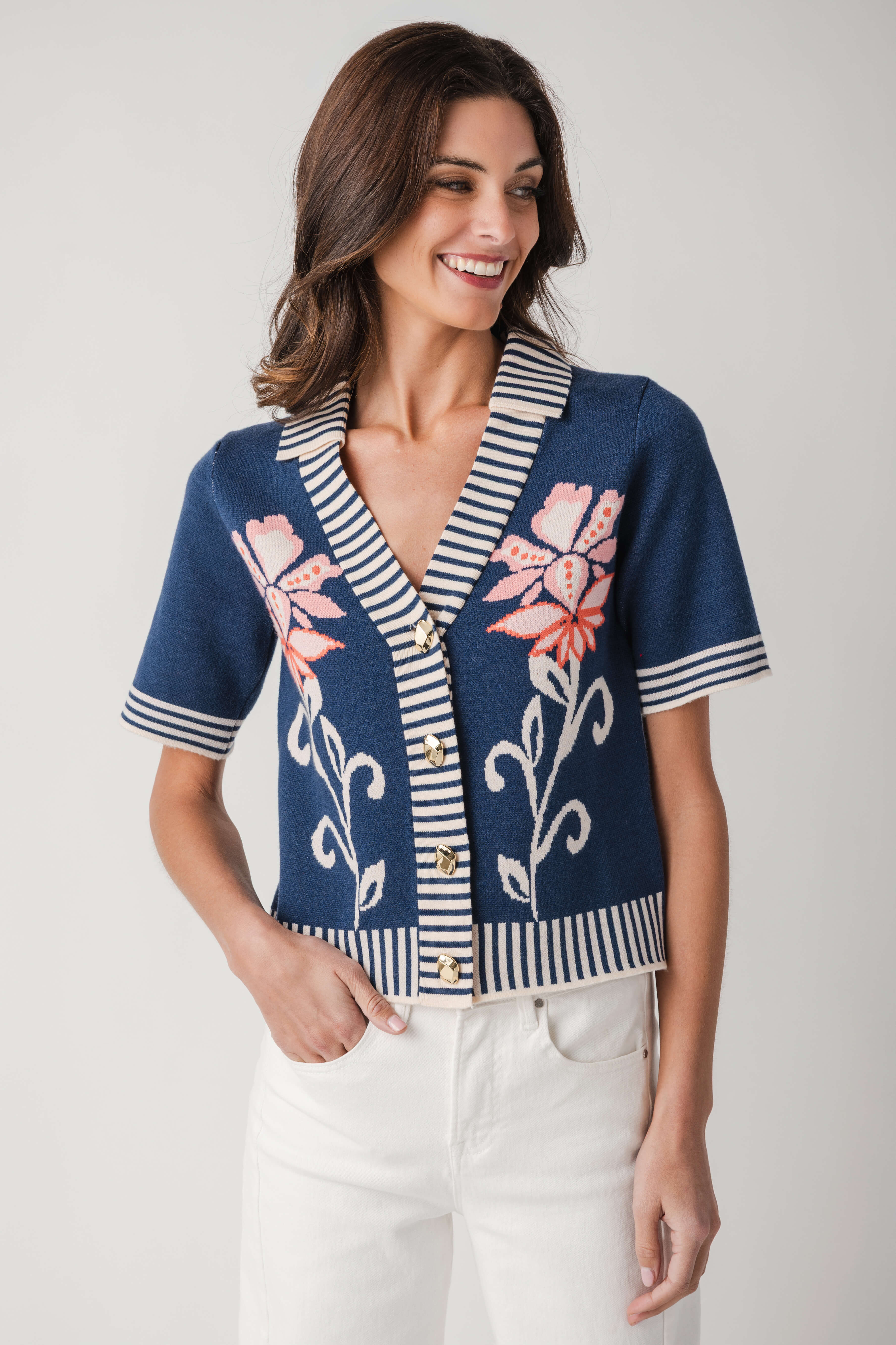 THML Button Up Sweater Top