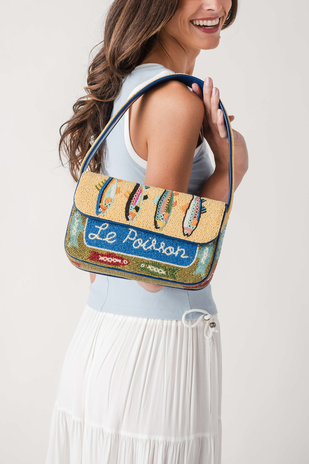 America & Beyond Fish Tales Beaded Shoulder Bag