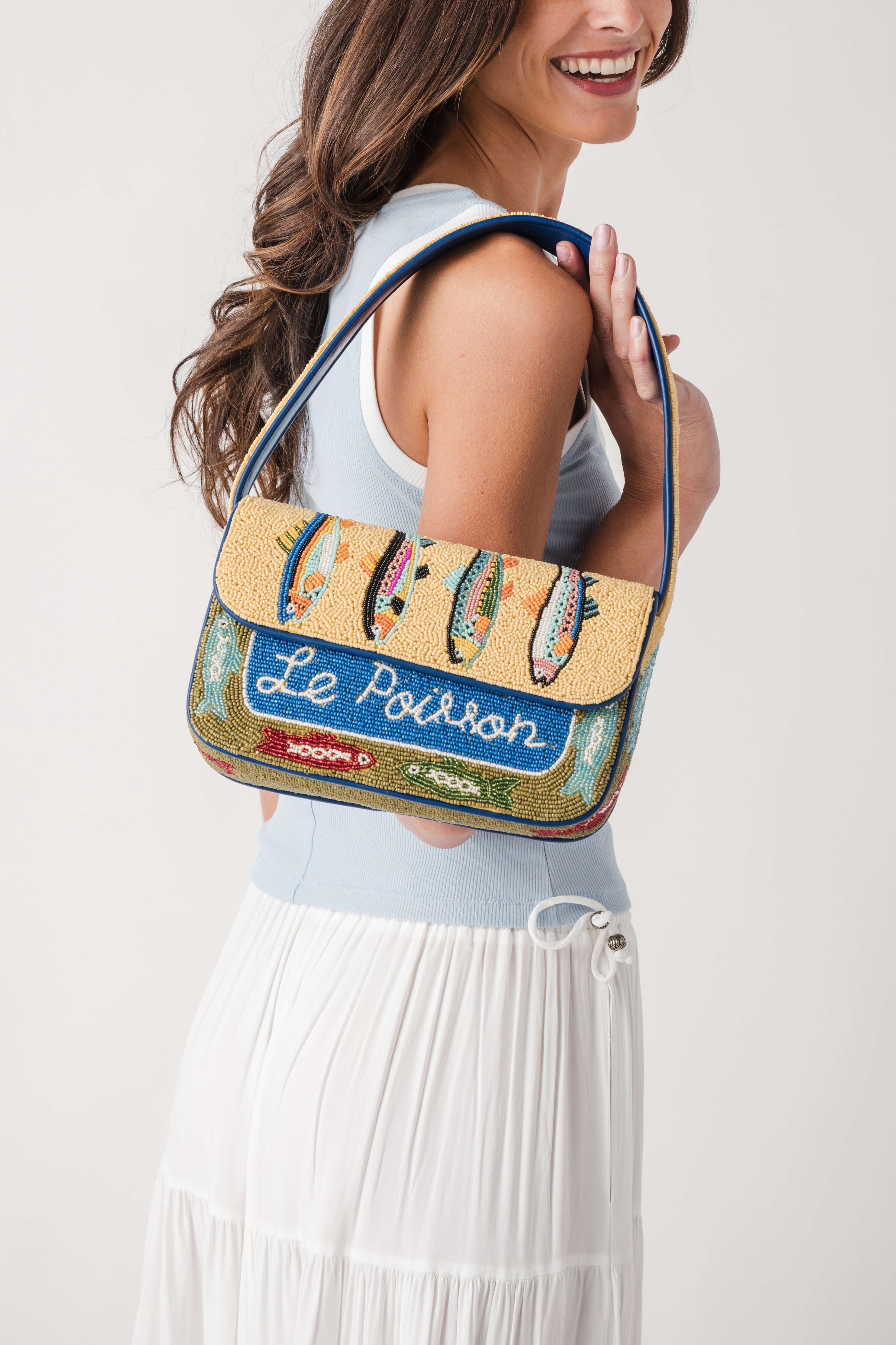 America & Beyond Fish Tales Beaded Shoulder Bag