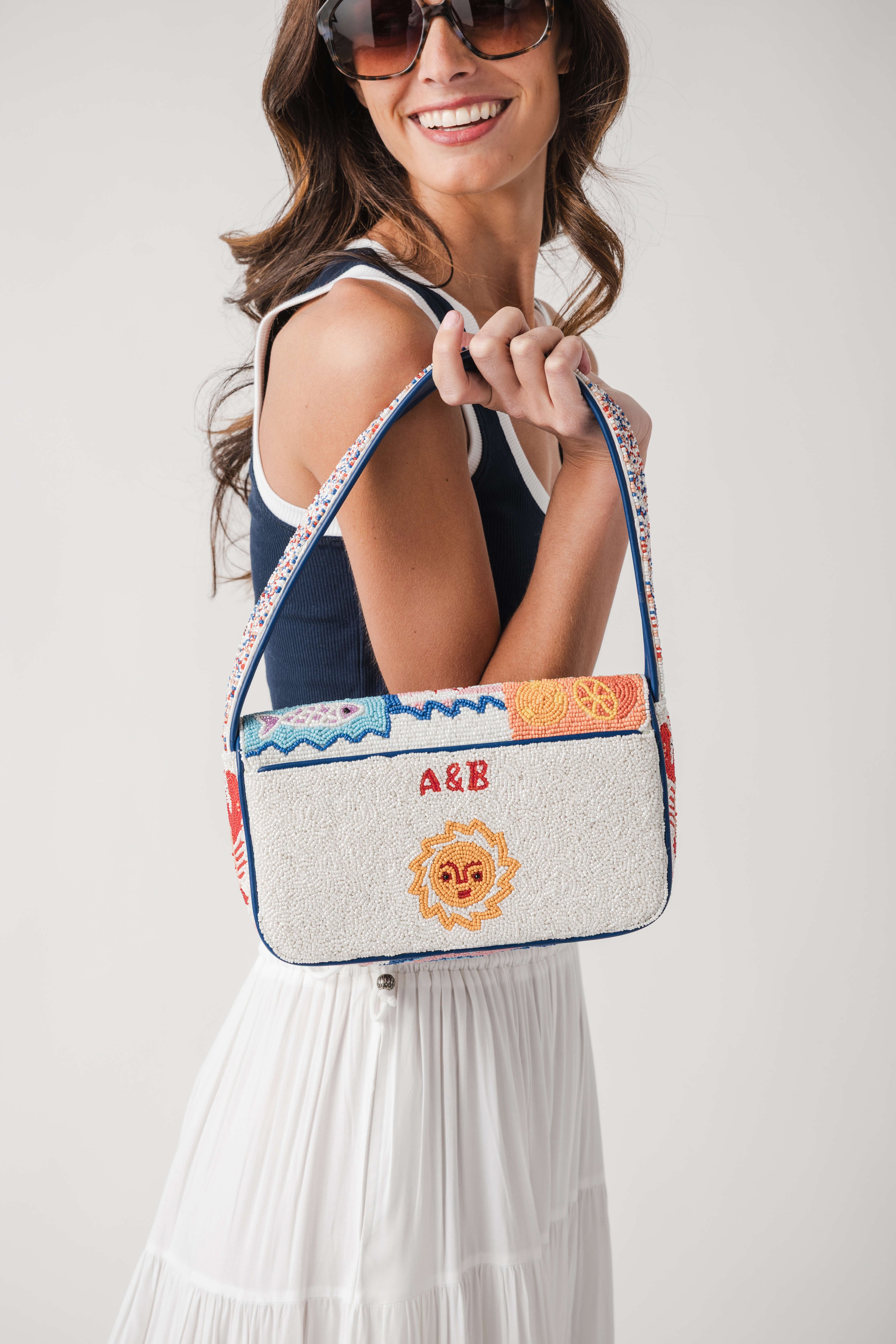 America & Beyond Sun & Sea Beaded Shoulder Bag