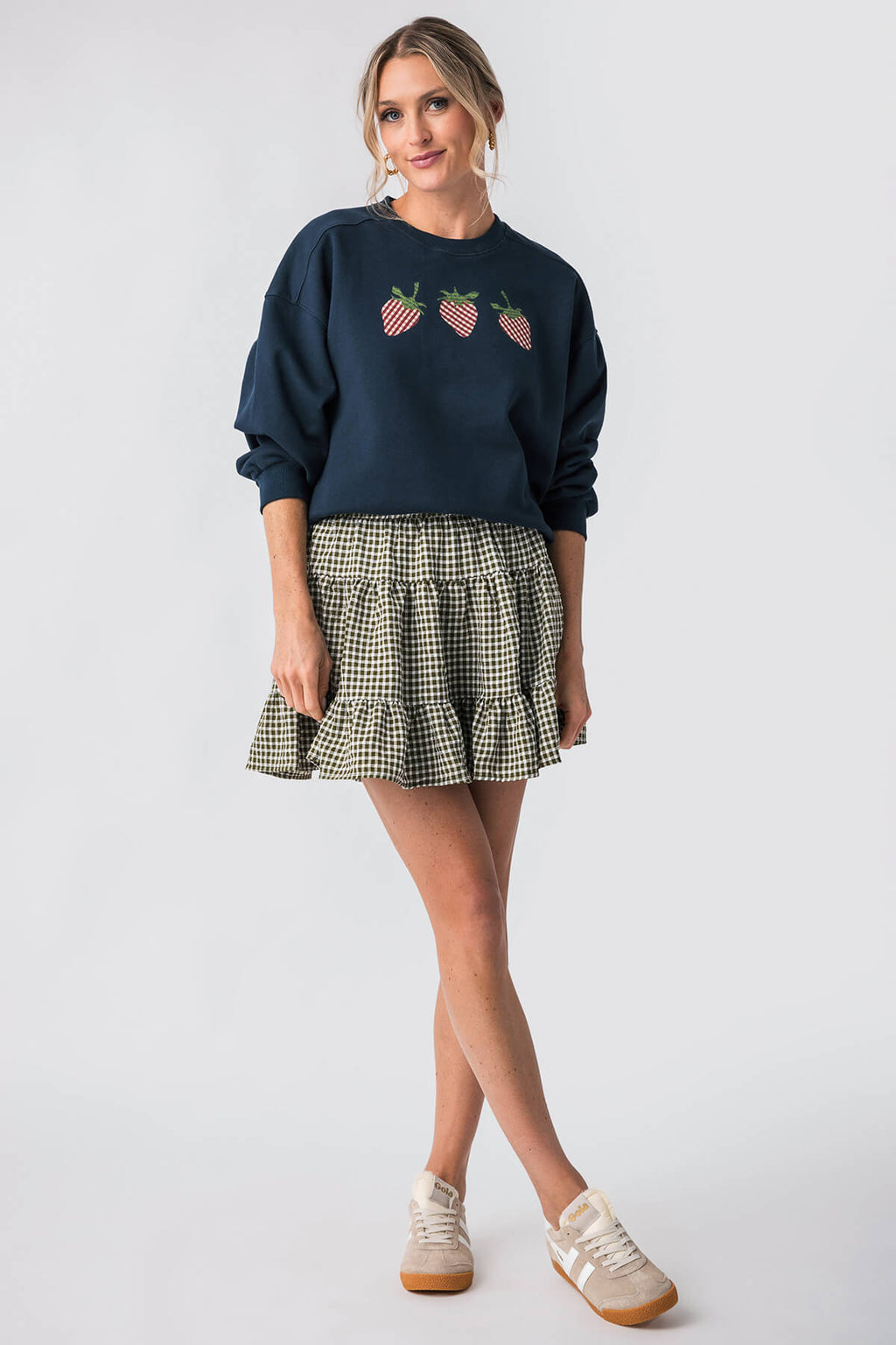 Buttermelon High Waist Tiered Check Skirt