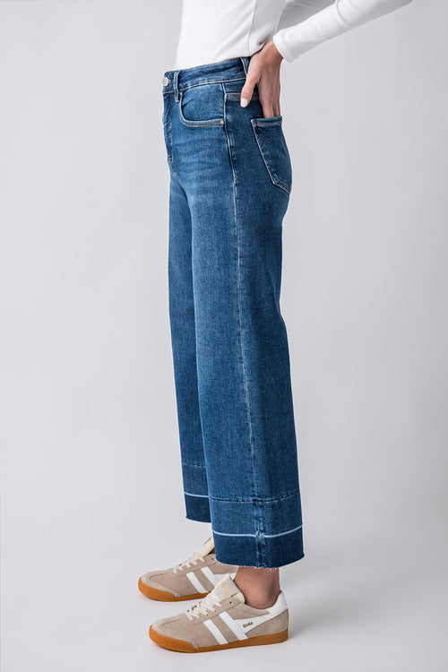 Risen Kaia High Rise Released Hem Crop Wide Leg Jeans