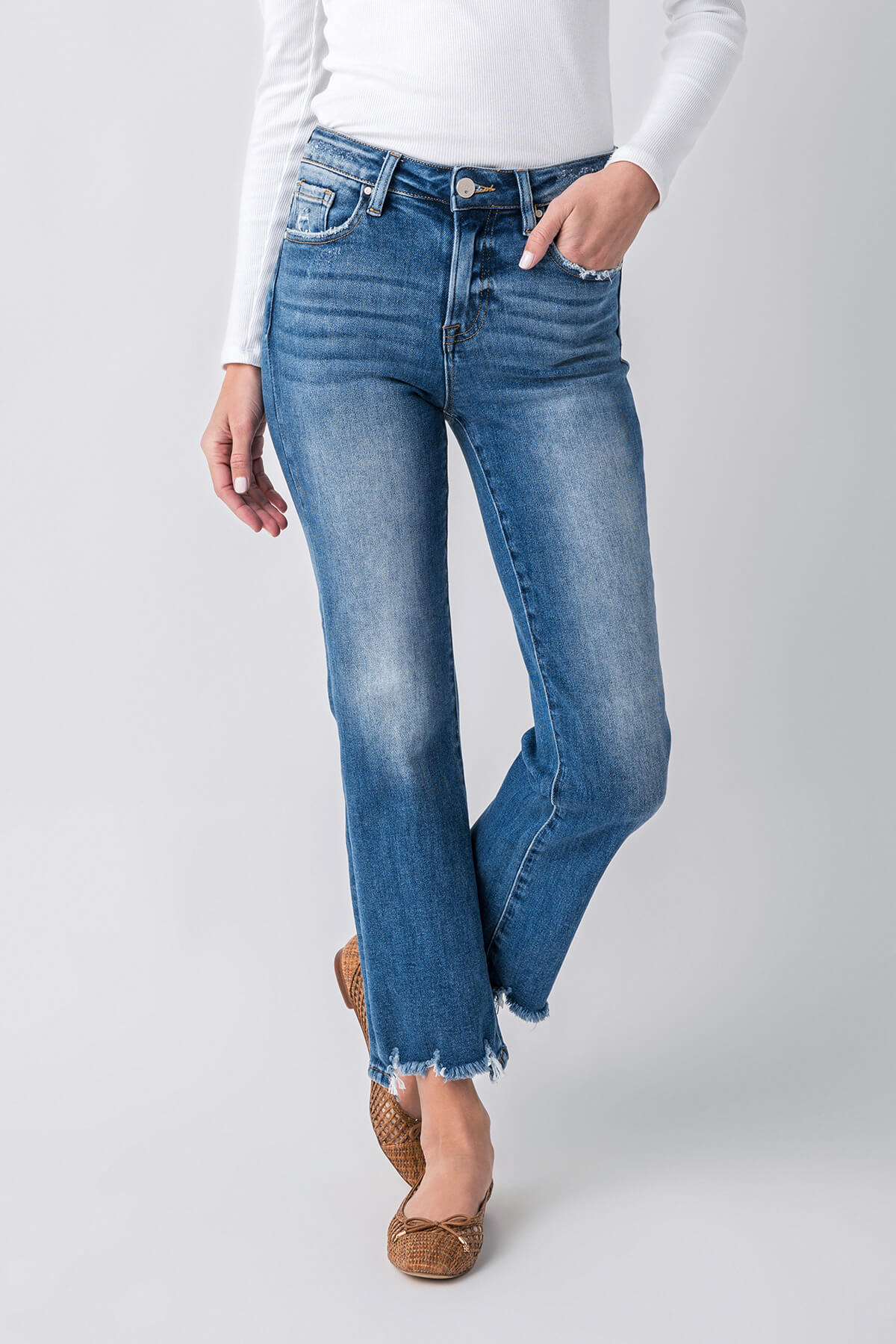 Risen High Rise Step Hem Jeans