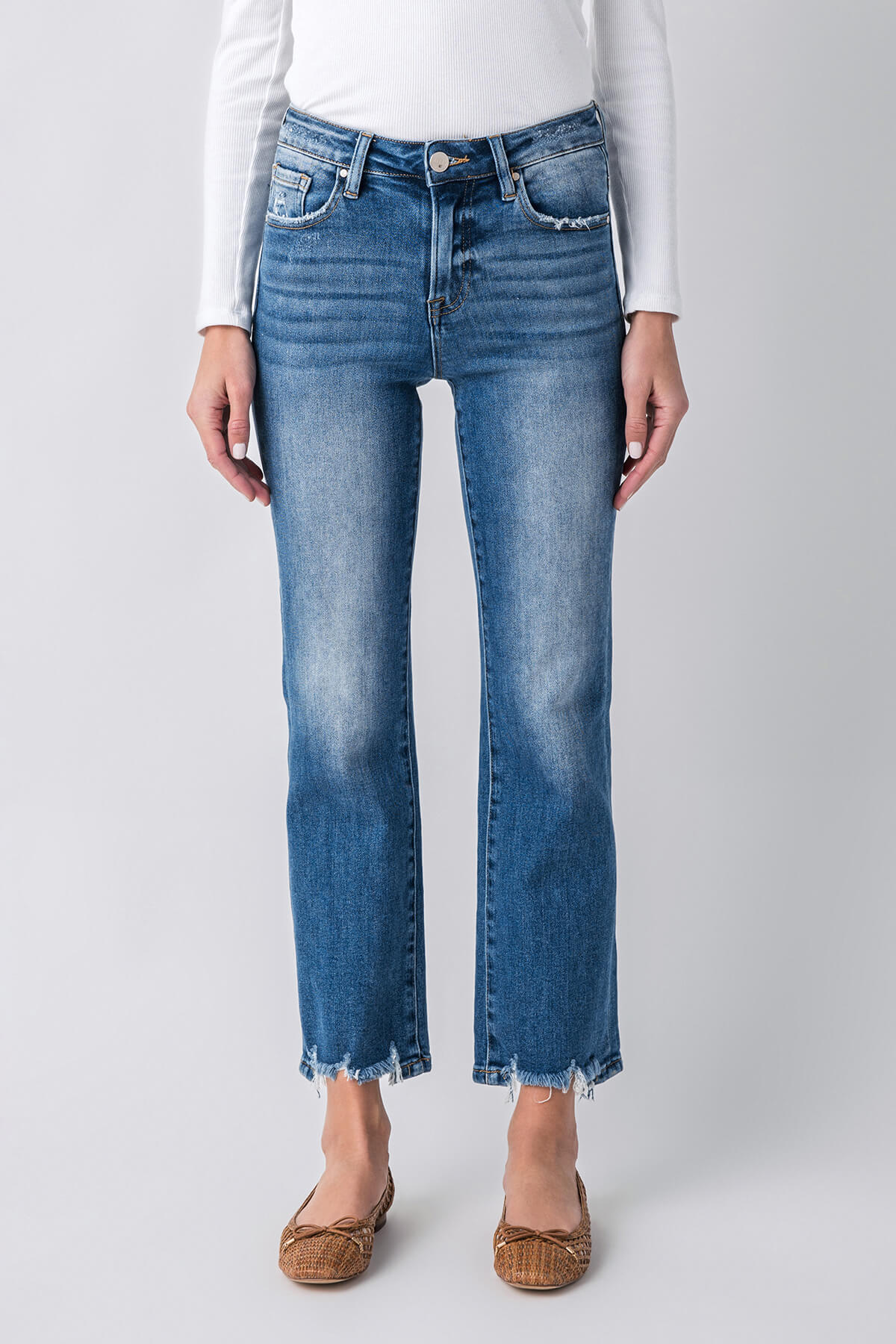 Risen High Rise Step Hem Jeans