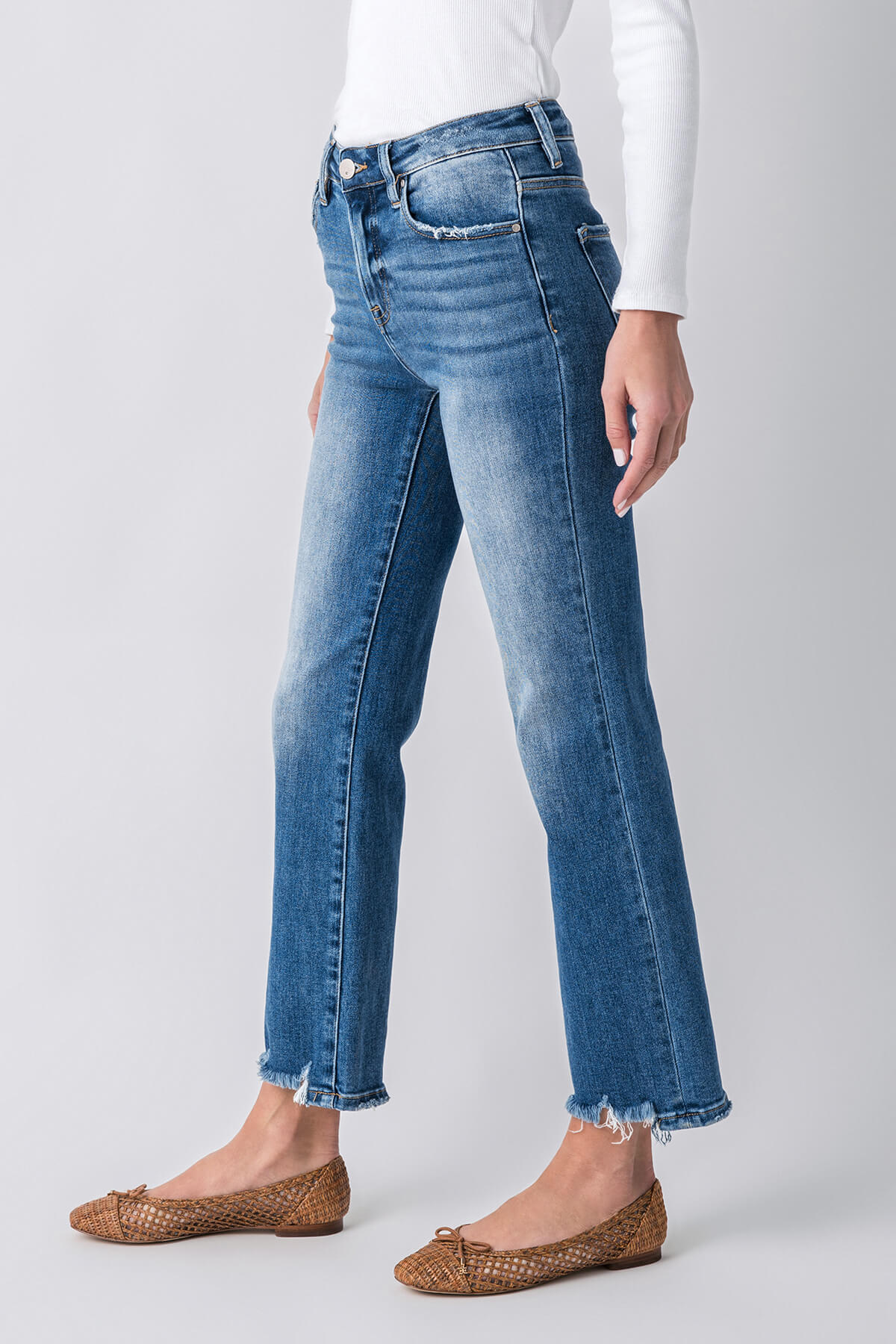 Risen High Rise Step Hem Jeans