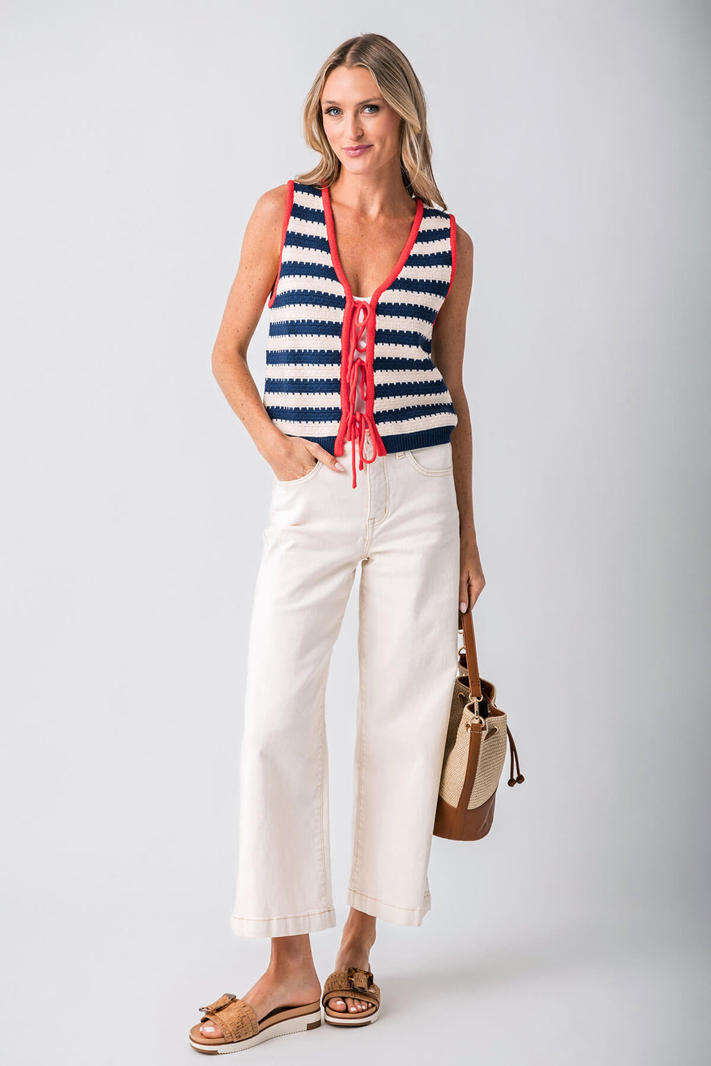 THML Mae Crochet Tie Vest