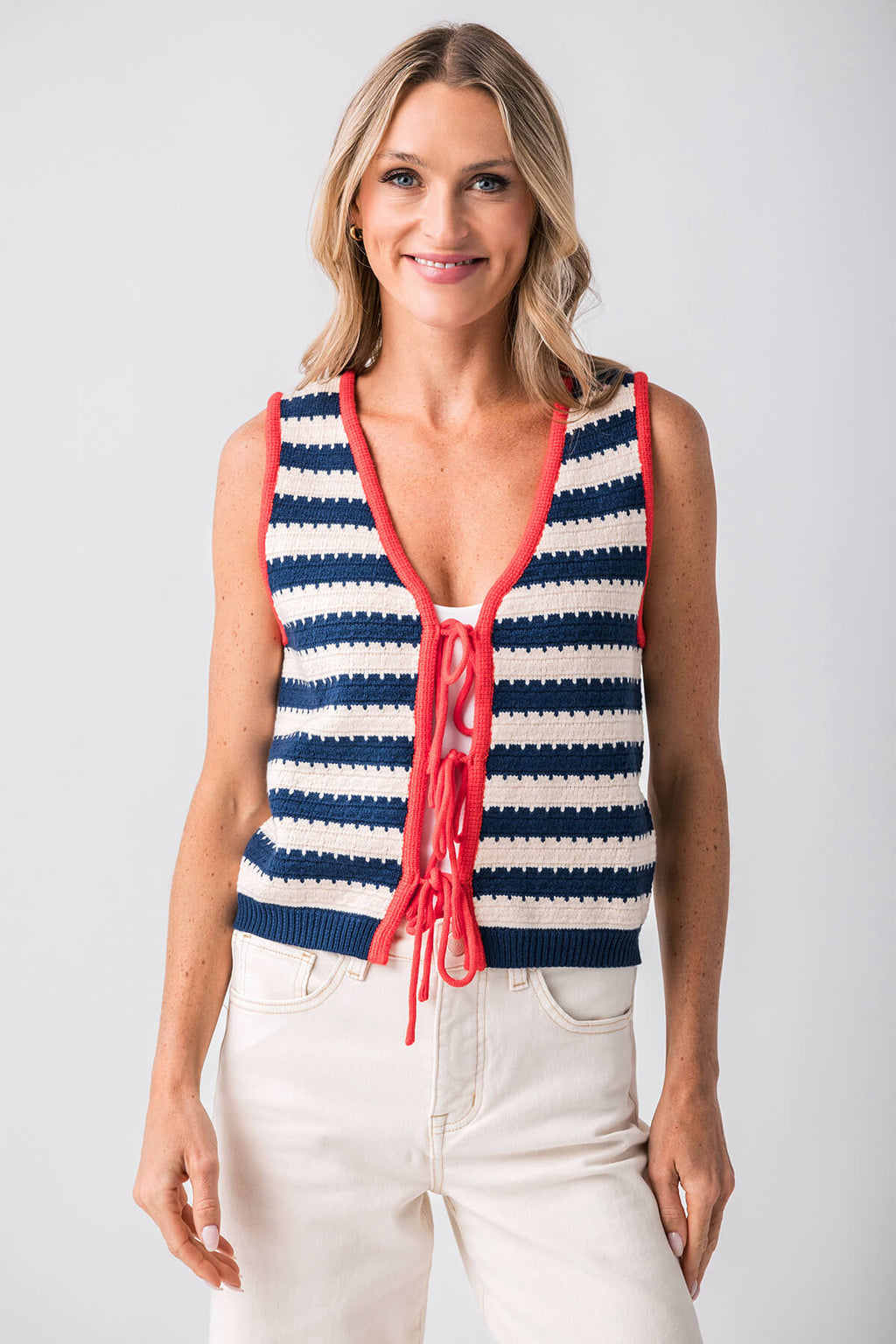 THML Mae Crochet Tie Vest