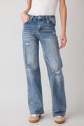 Risen Lexi High Rise Vintage Washed Wide Leg Jeans
