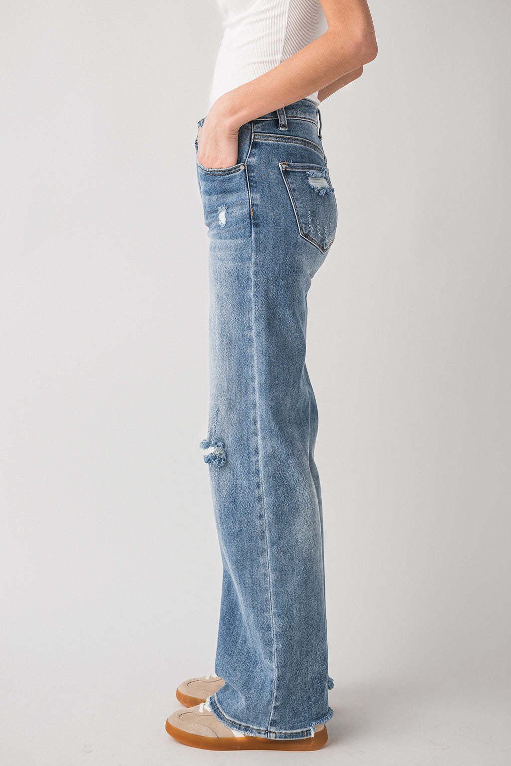 Risen Lexi High Rise Vintage Washed Wide Leg Jeans