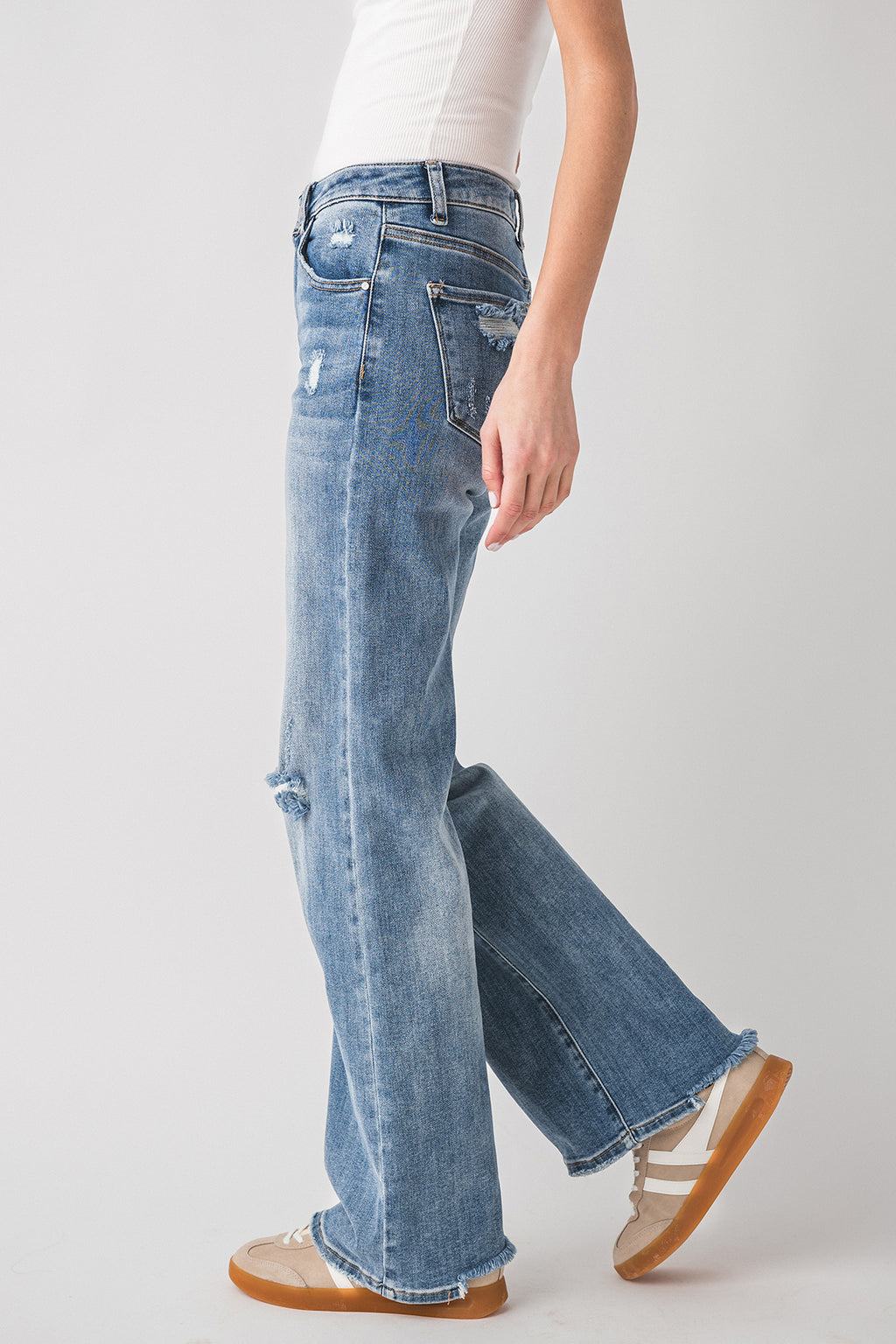 Risen Lexi High Rise Vintage Washed Wide Leg Jeans