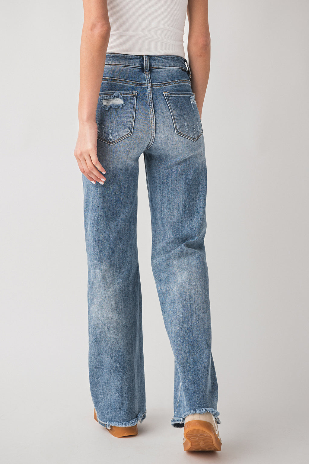 Risen Lexi High Rise Vintage Washed Wide Leg Jeans
