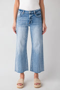 Risen Jenny High Rise Raw Hem Crop Wide Leg Jeans