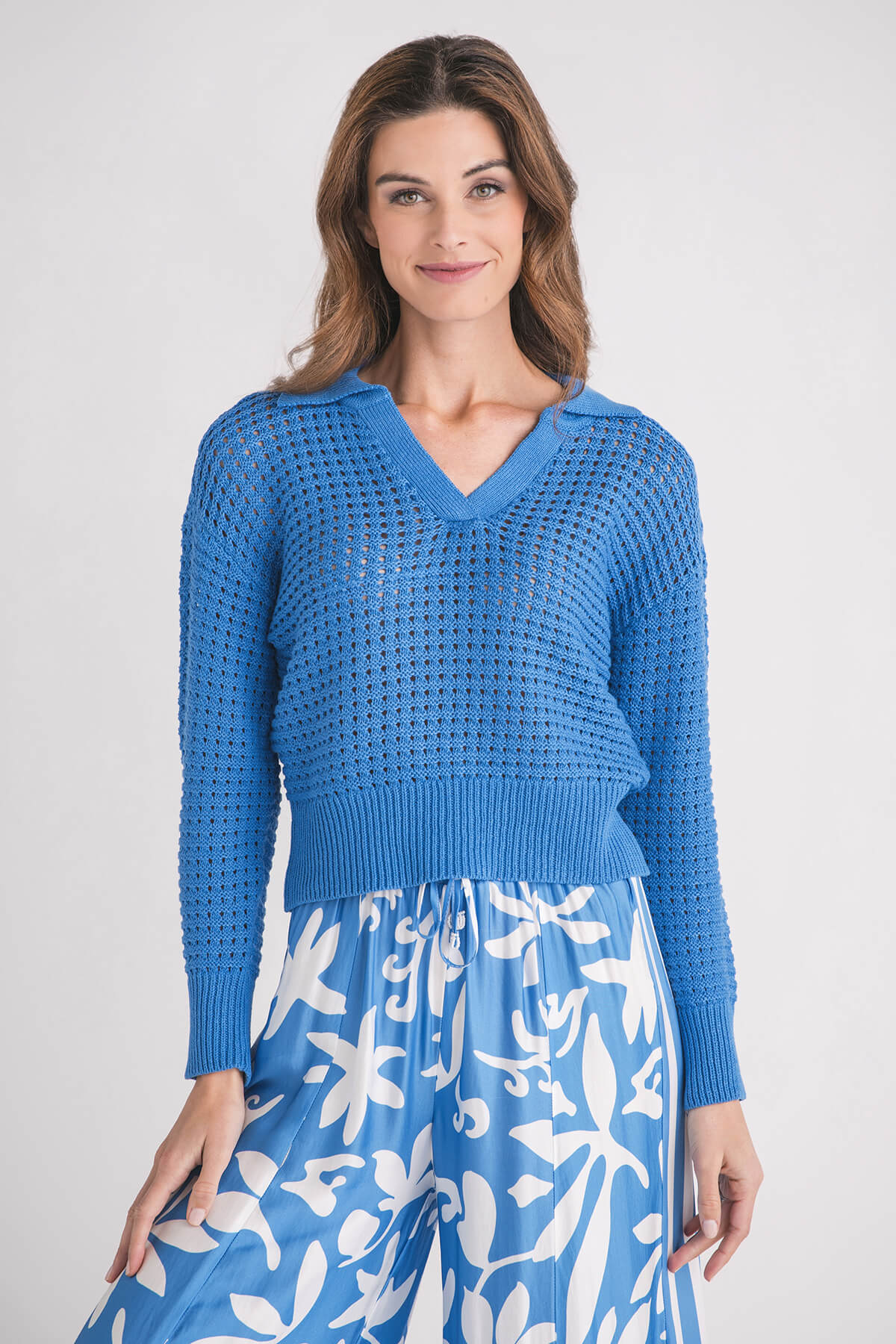 RD Style Paola Crochet Polo Sweater