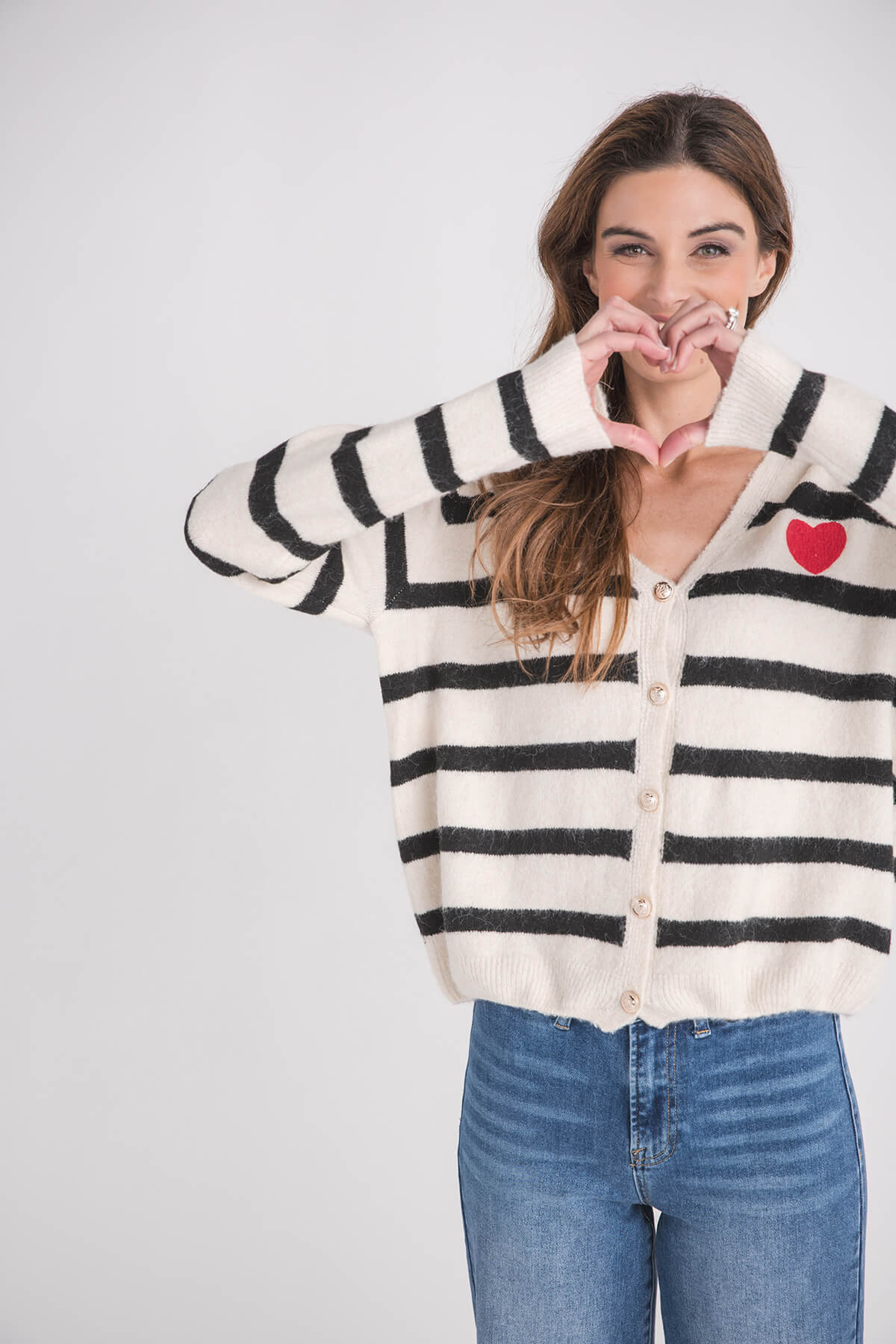Sweet Lovely Heart Stripe Cardigan