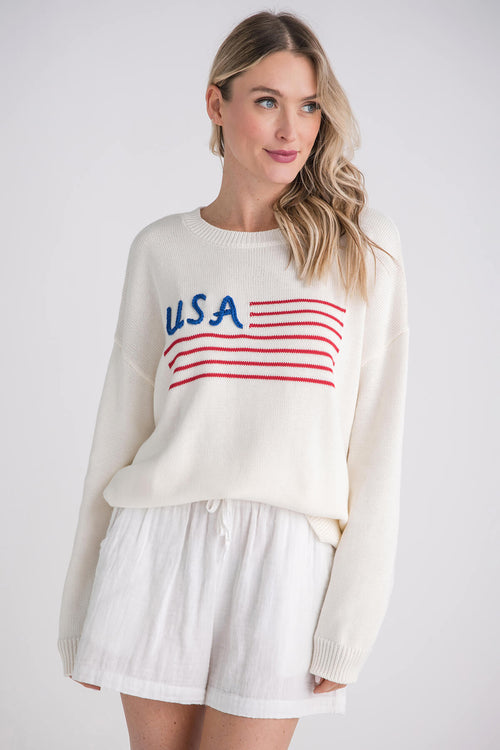 Lelis Round Neck USA Sweater