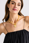 Susan Shaw Handcast Gold Intaglio Coin Front Toggle Necklace
