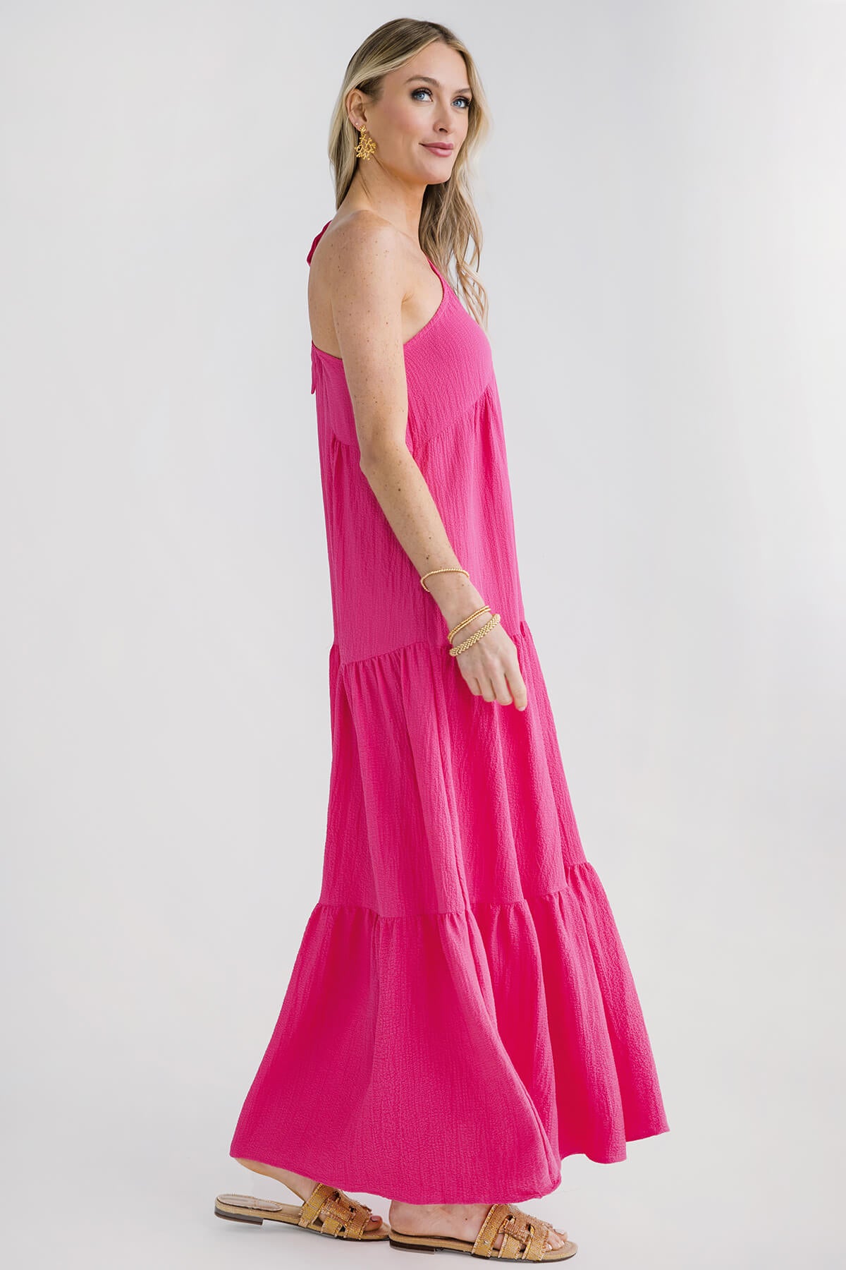 Solution One Shoulder Bow Tiered Maxi Dress