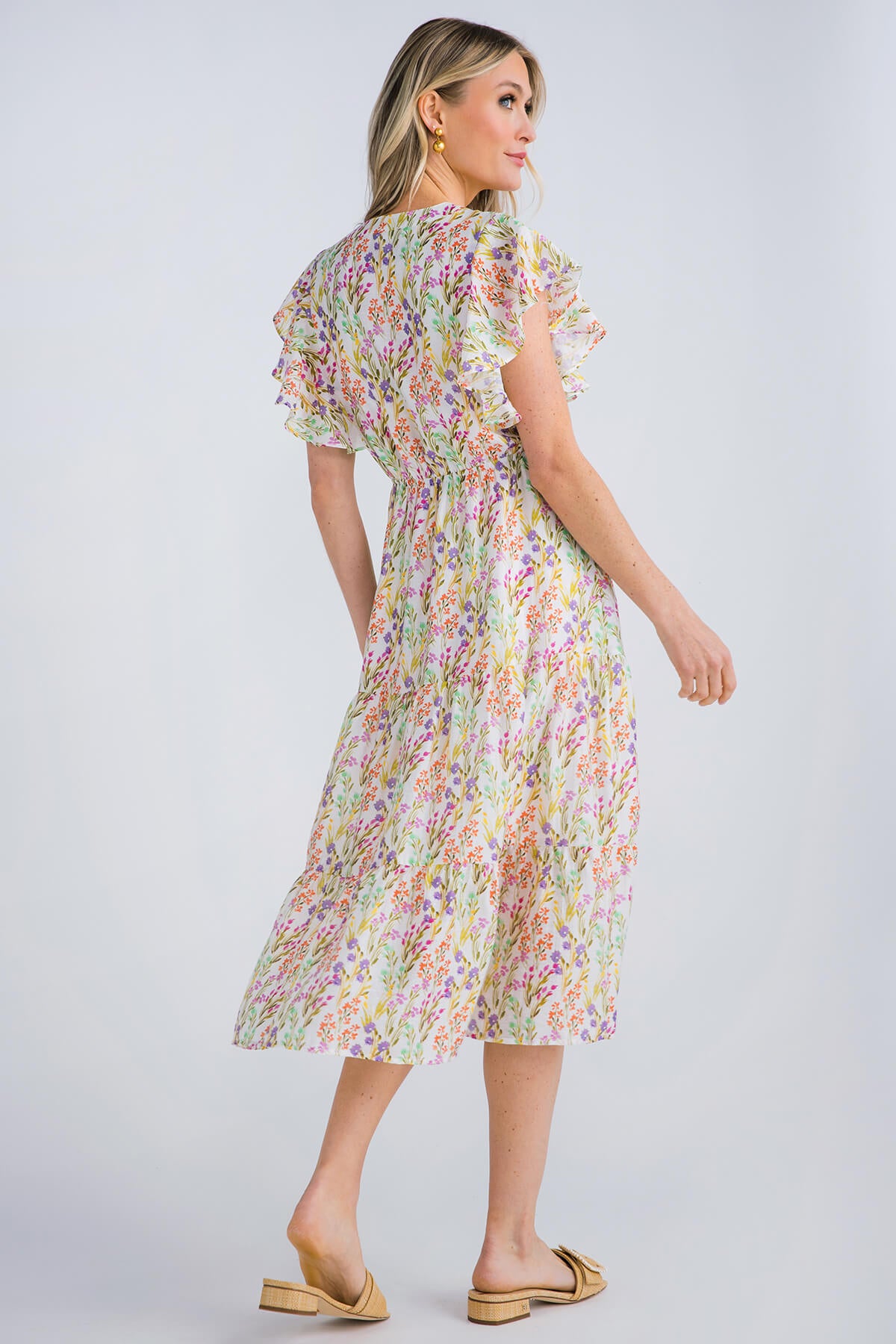 THML Floral Flutter Sleeve Maxi Dress