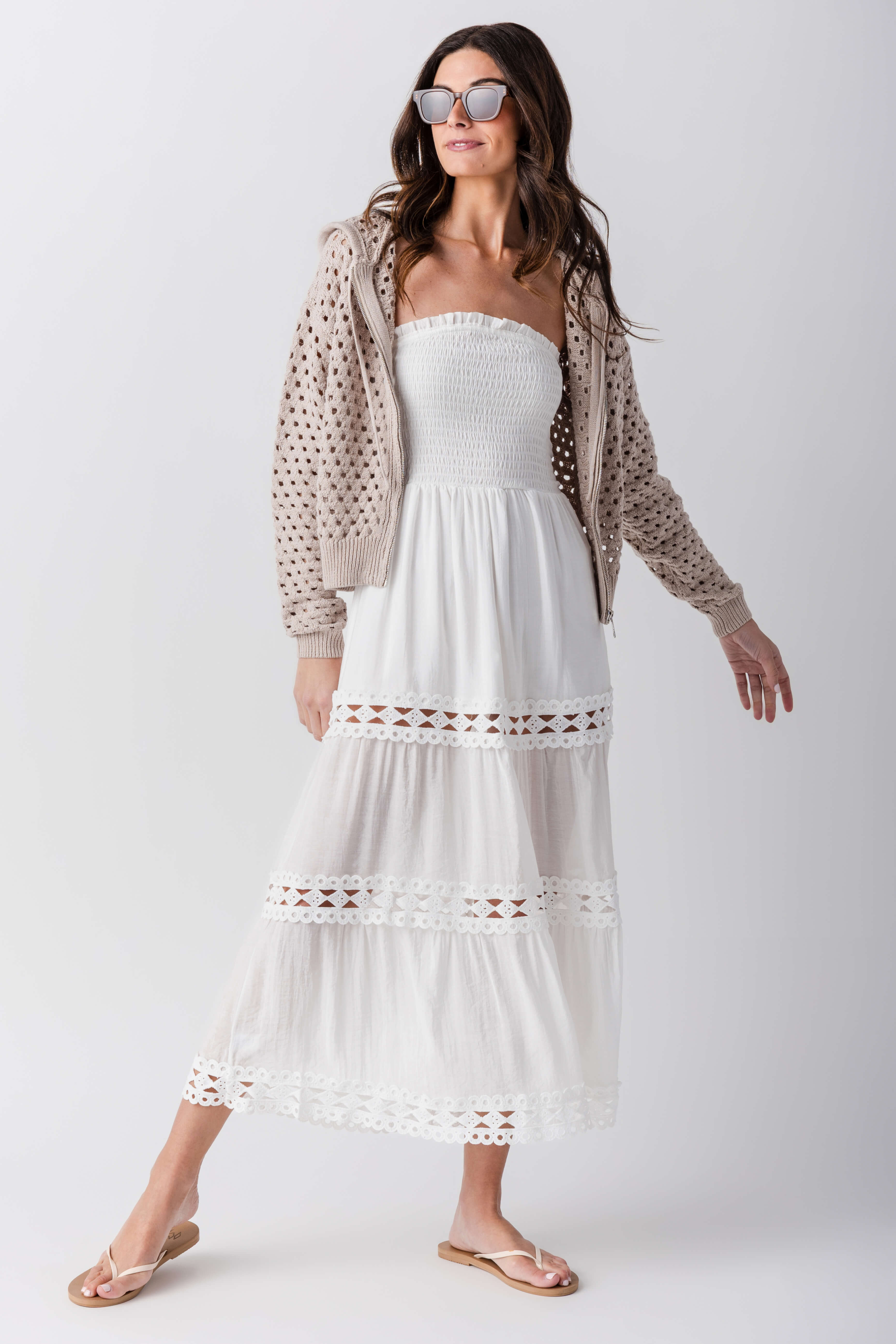 Elan Crochet Hooded Sweater