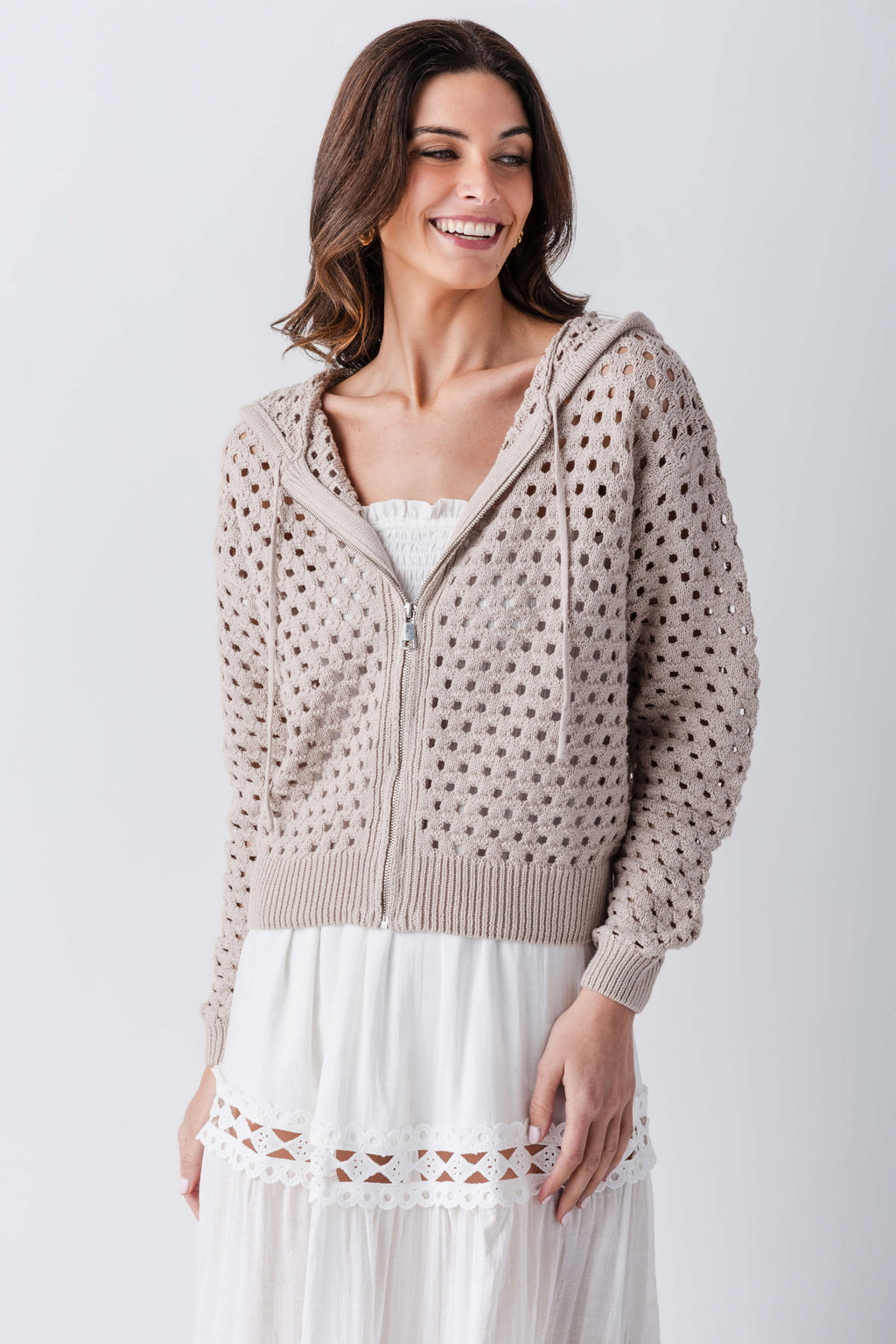 Elan Crochet Hooded Sweater