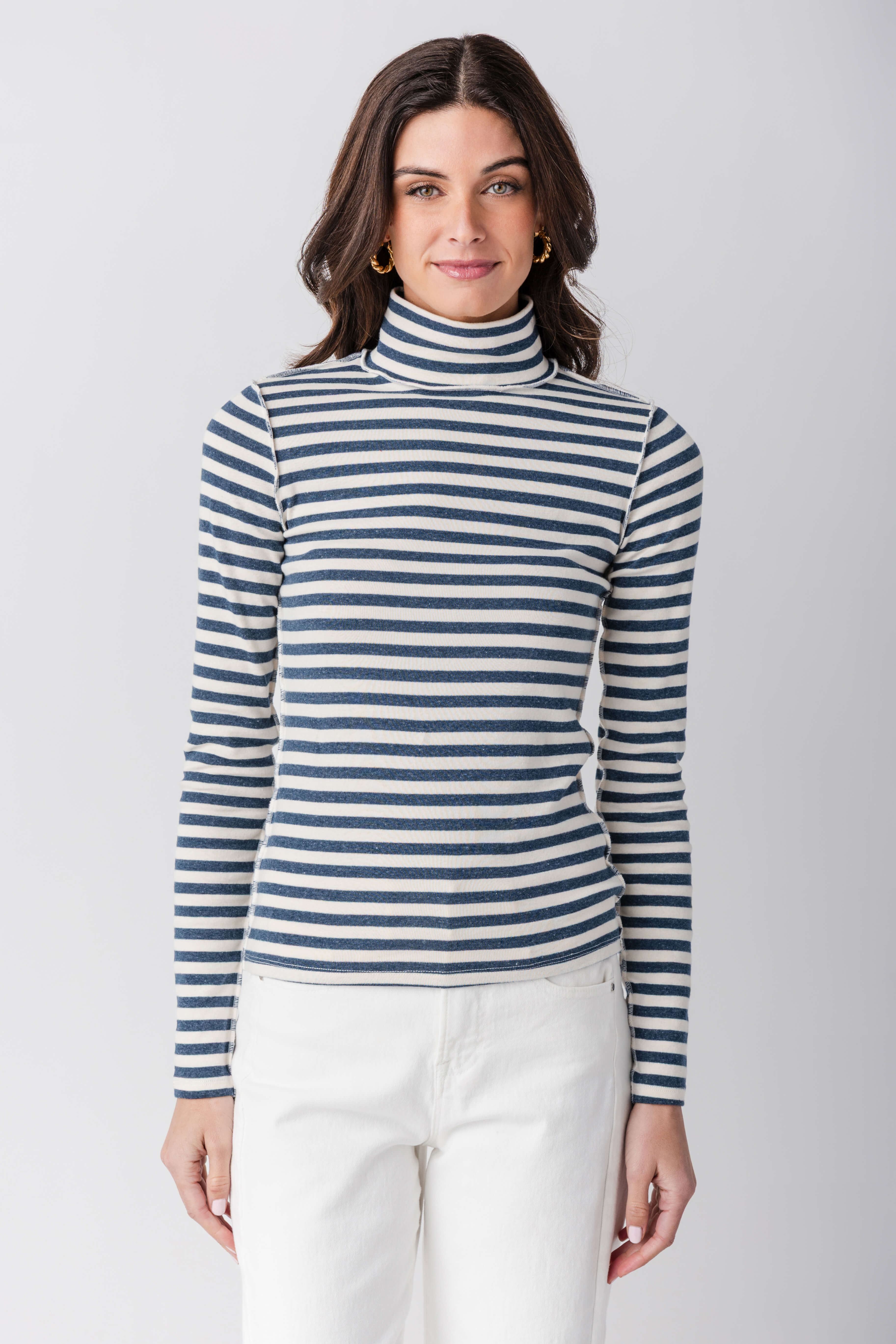 Trend Notes Striped Turtleneck Top