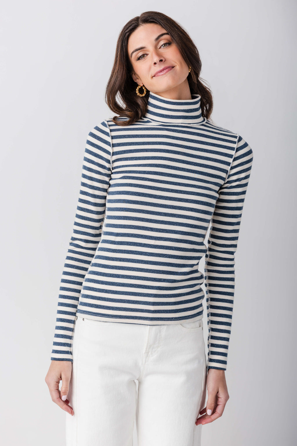 Trend Notes Striped Turtleneck Top