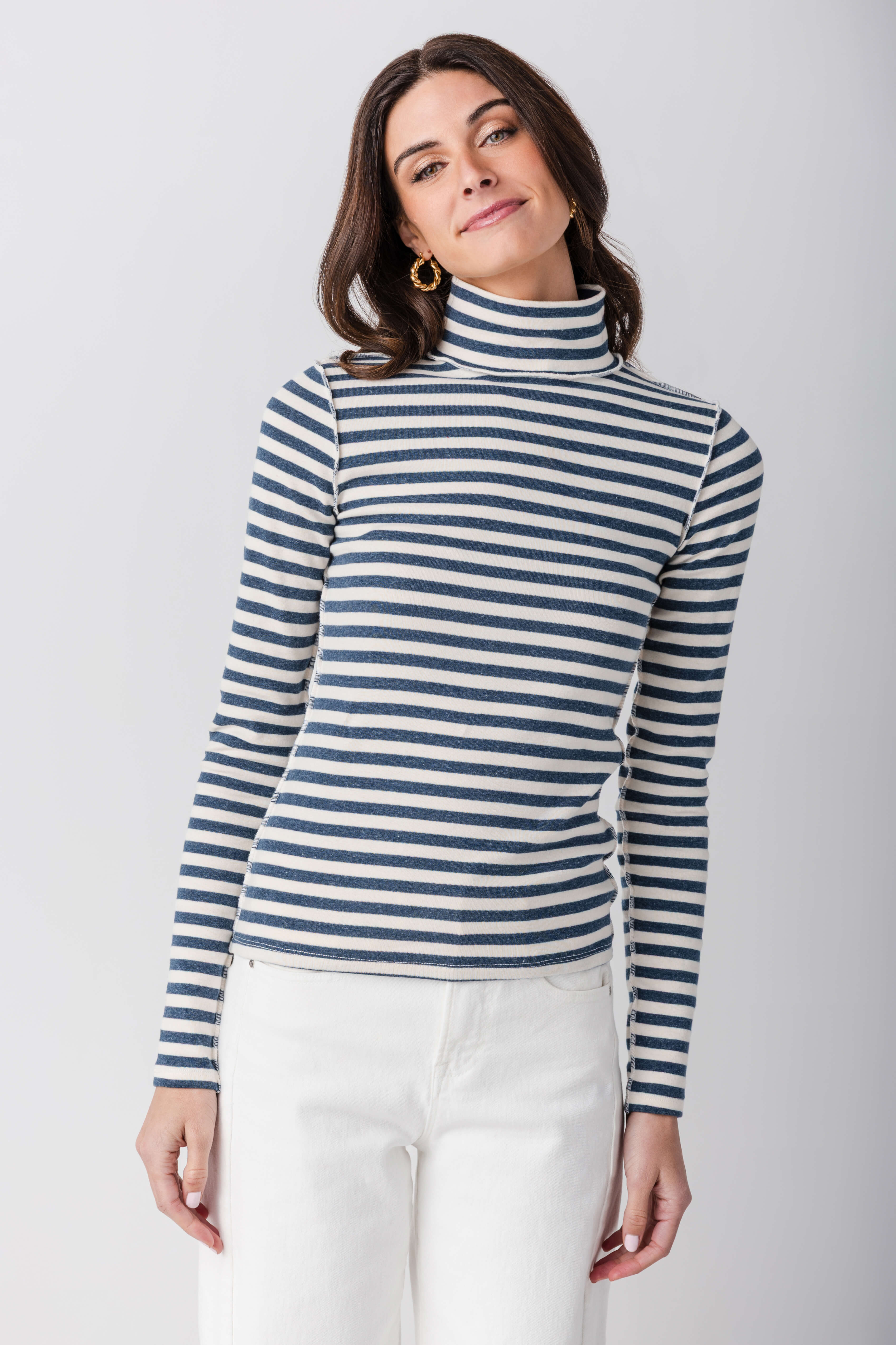 Trend Notes Striped Turtleneck Top