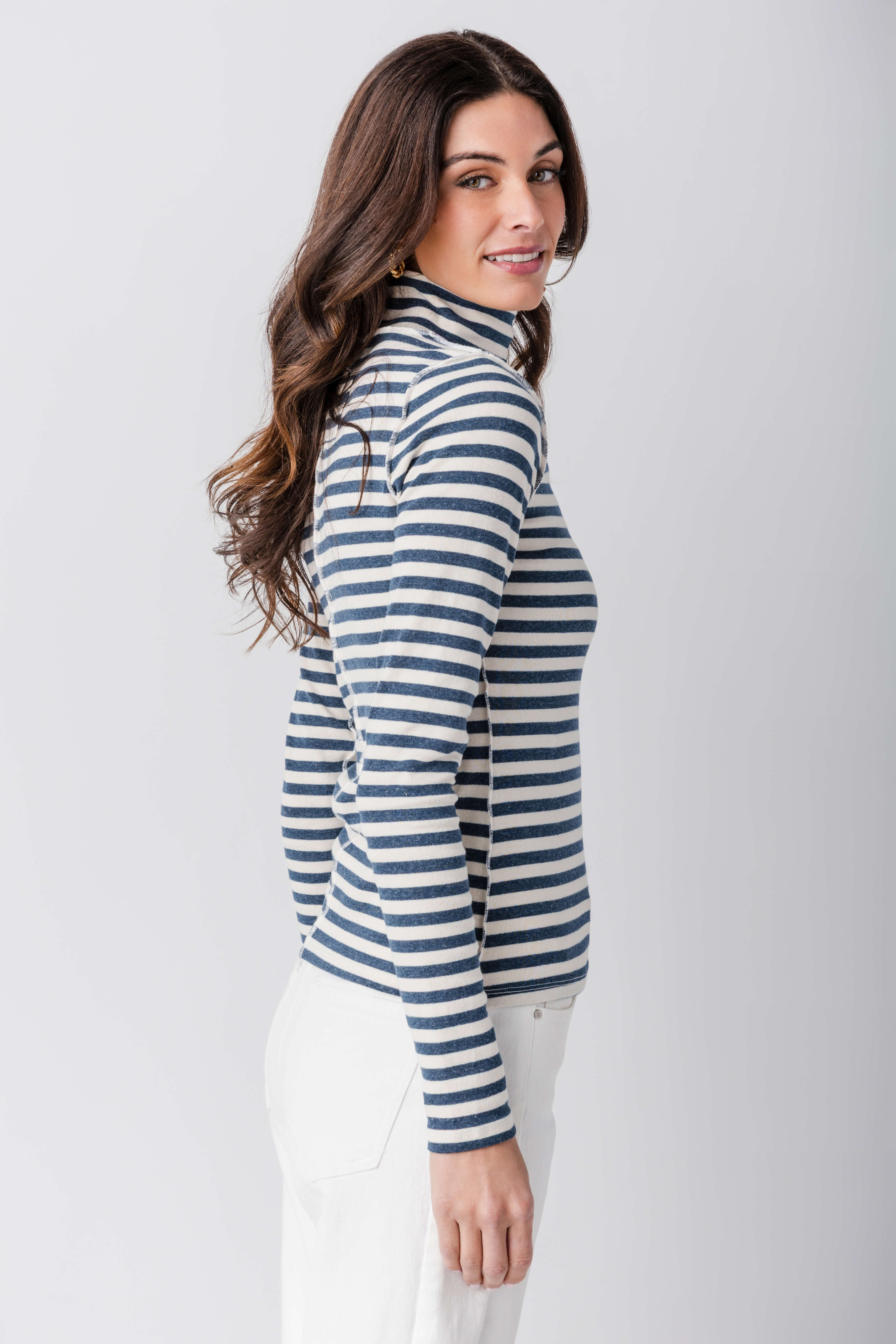 Trend Notes Striped Turtleneck Top