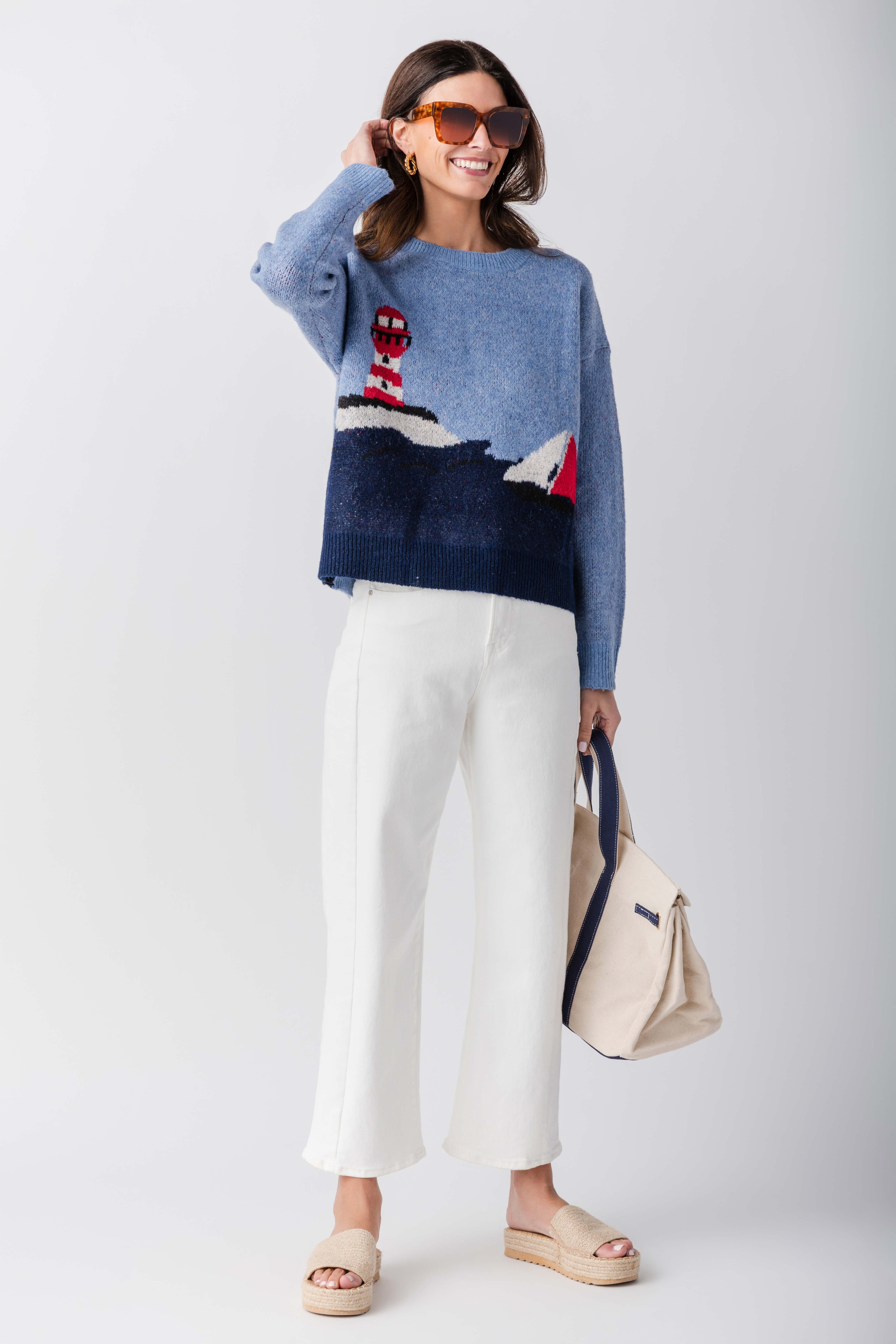 Urban Daisy Lighthouse Intarsia Knit Sweater