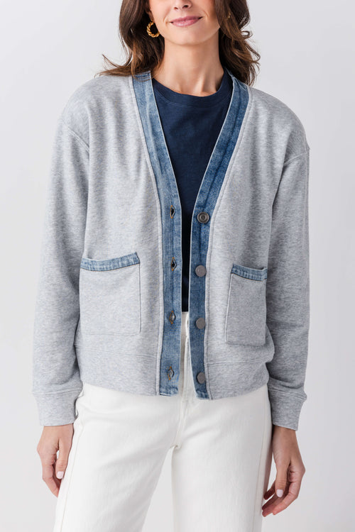 RD Style Kellie Denim Trim Cardigan