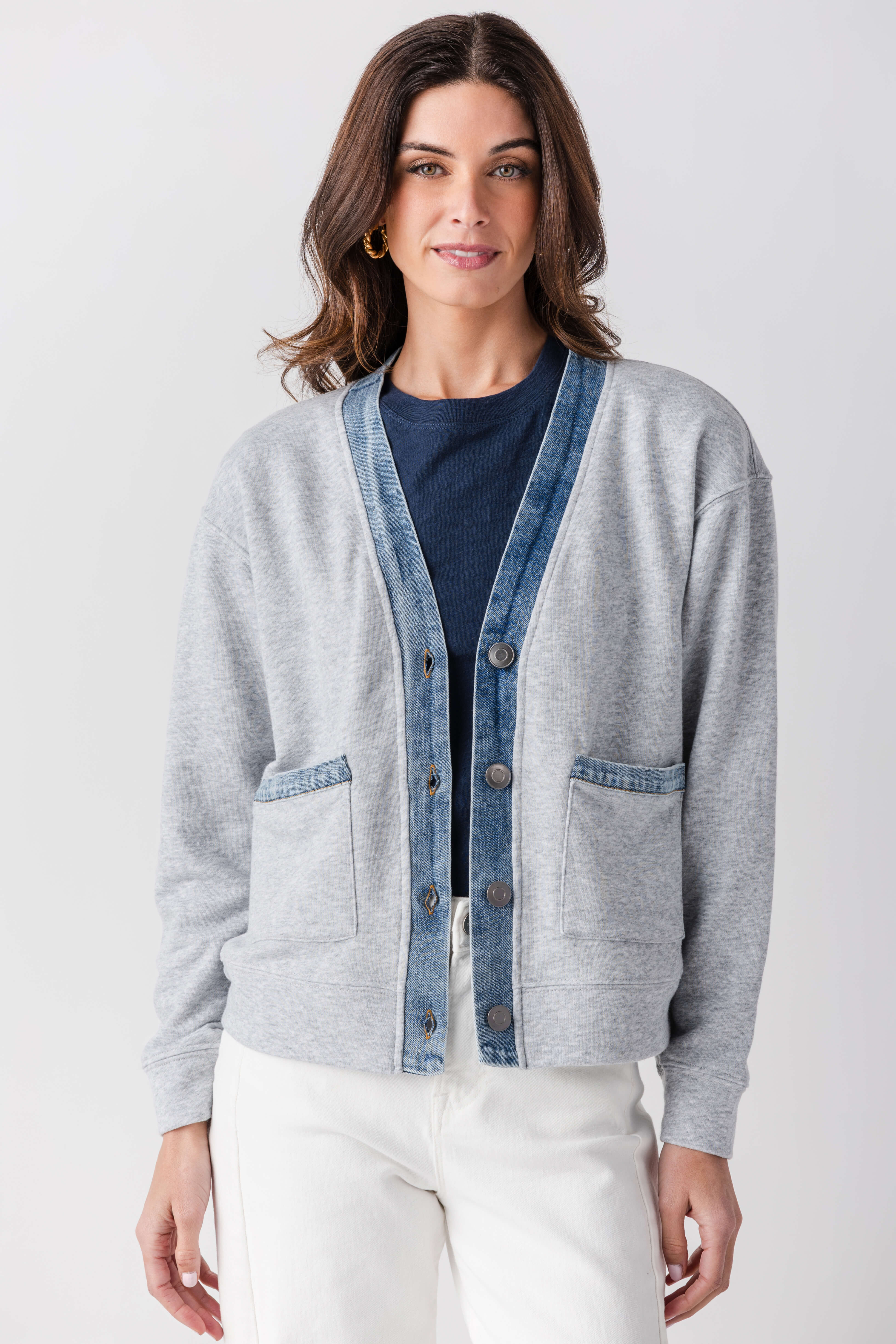RD Style Kellie Denim Trim Cardigan – Social Threads