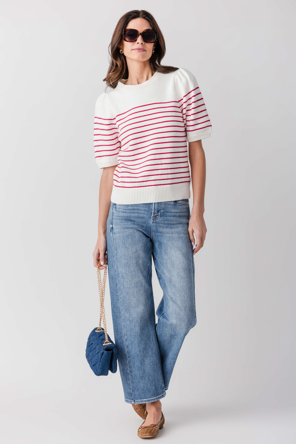 Pinch Striped Sweater Top