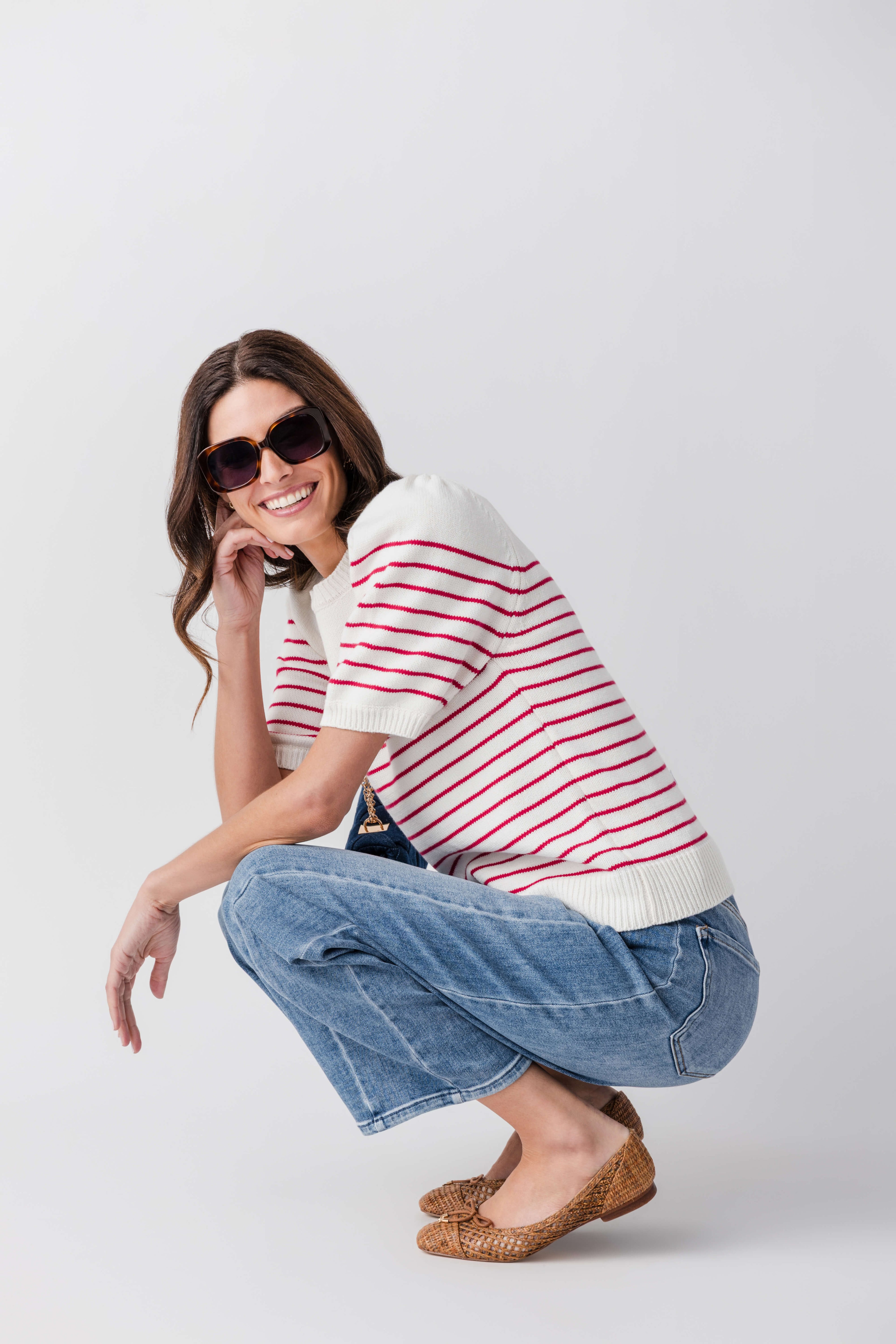 Pinch Striped Sweater Top