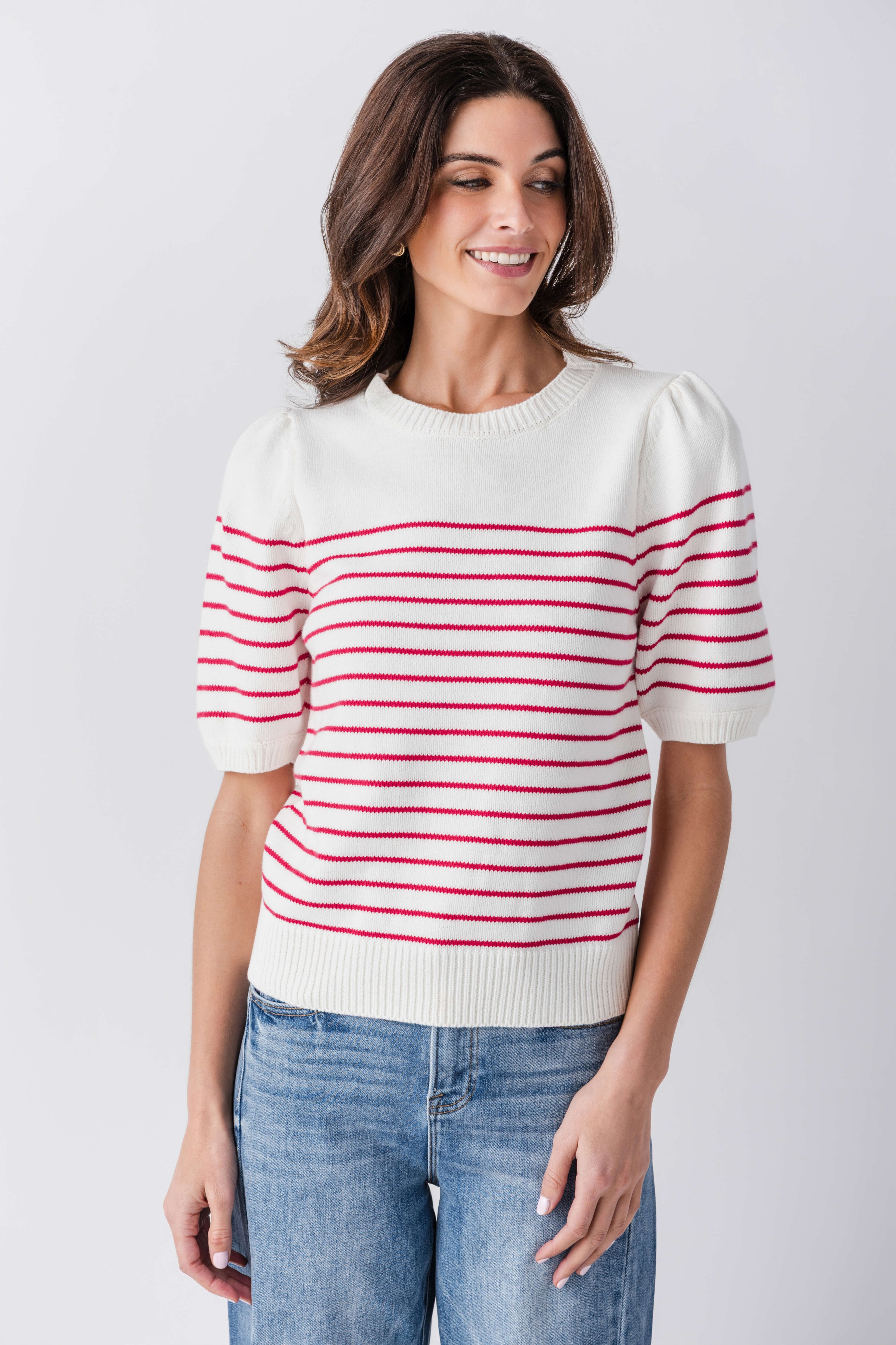 Pinch Striped Sweater Top