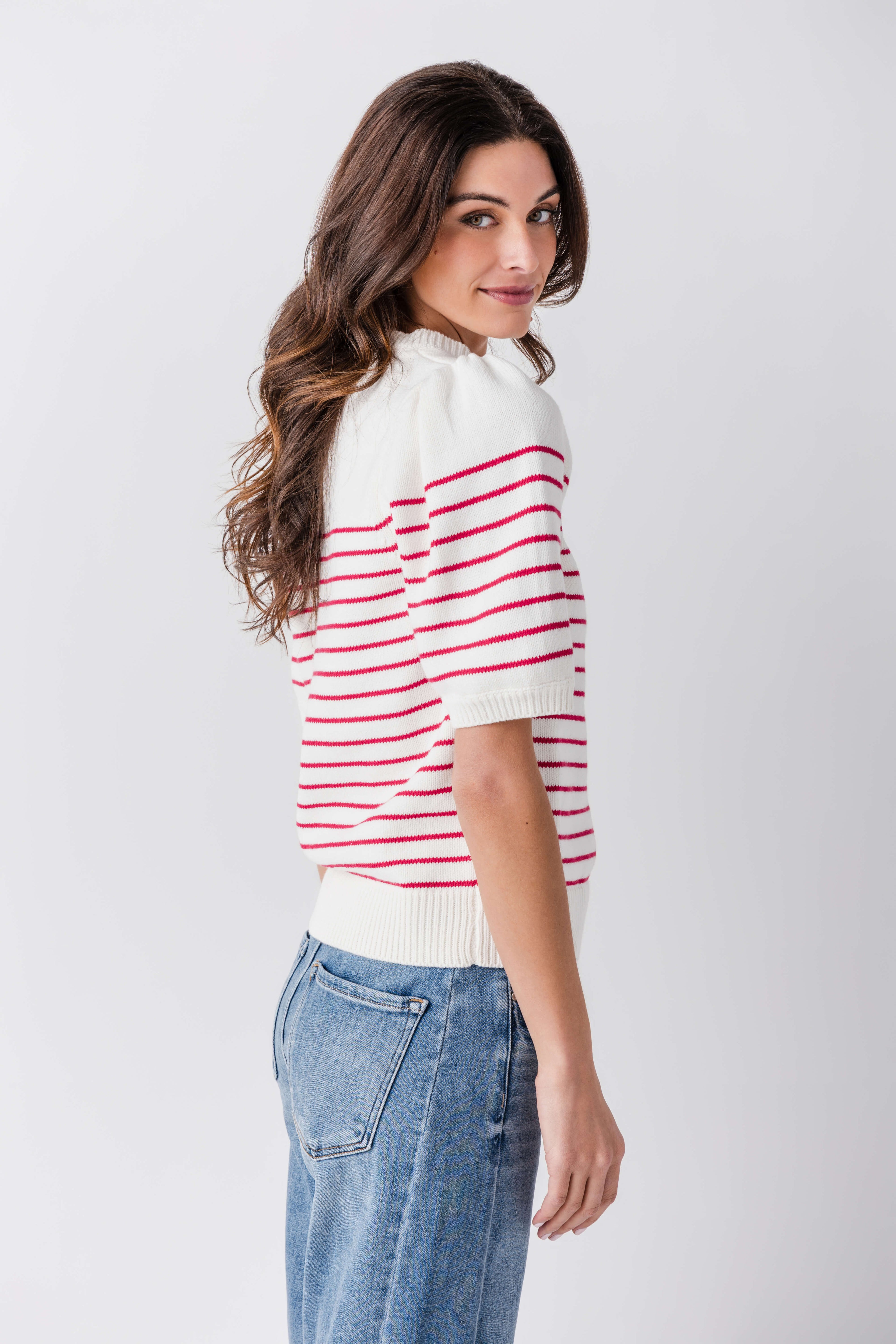 Pinch Striped Sweater Top