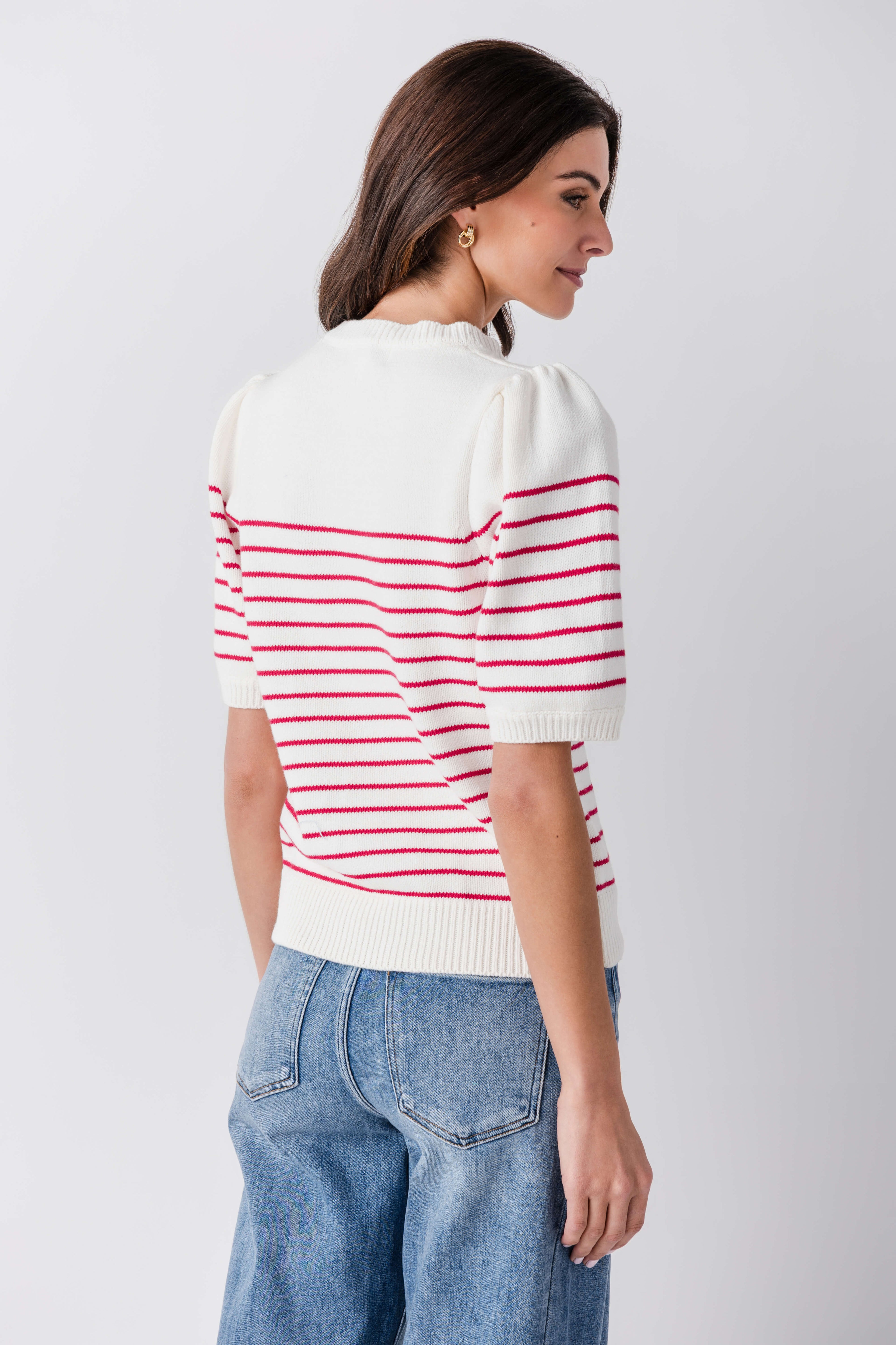 Pinch Striped Sweater Top