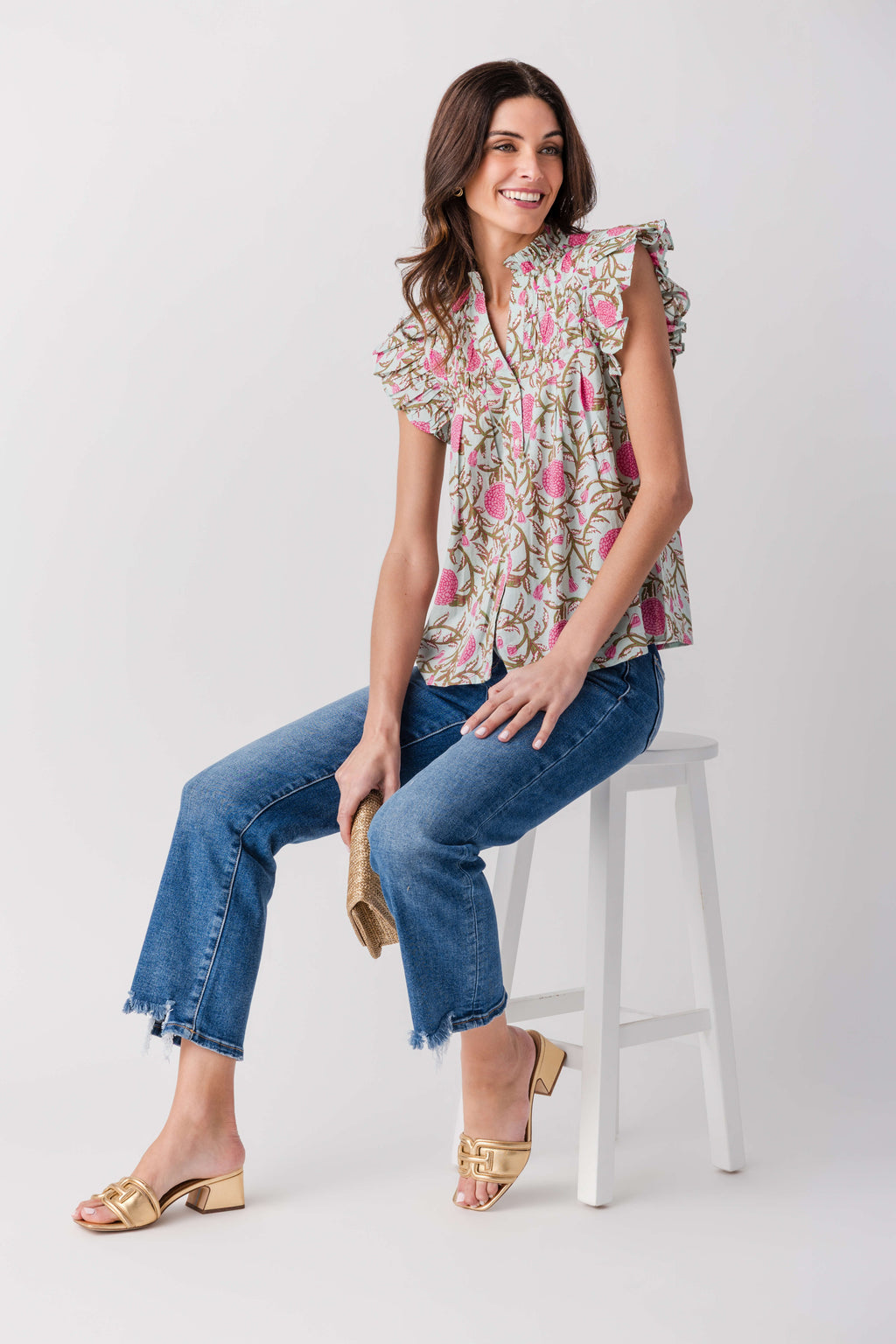 THML Block Print Button Up Top