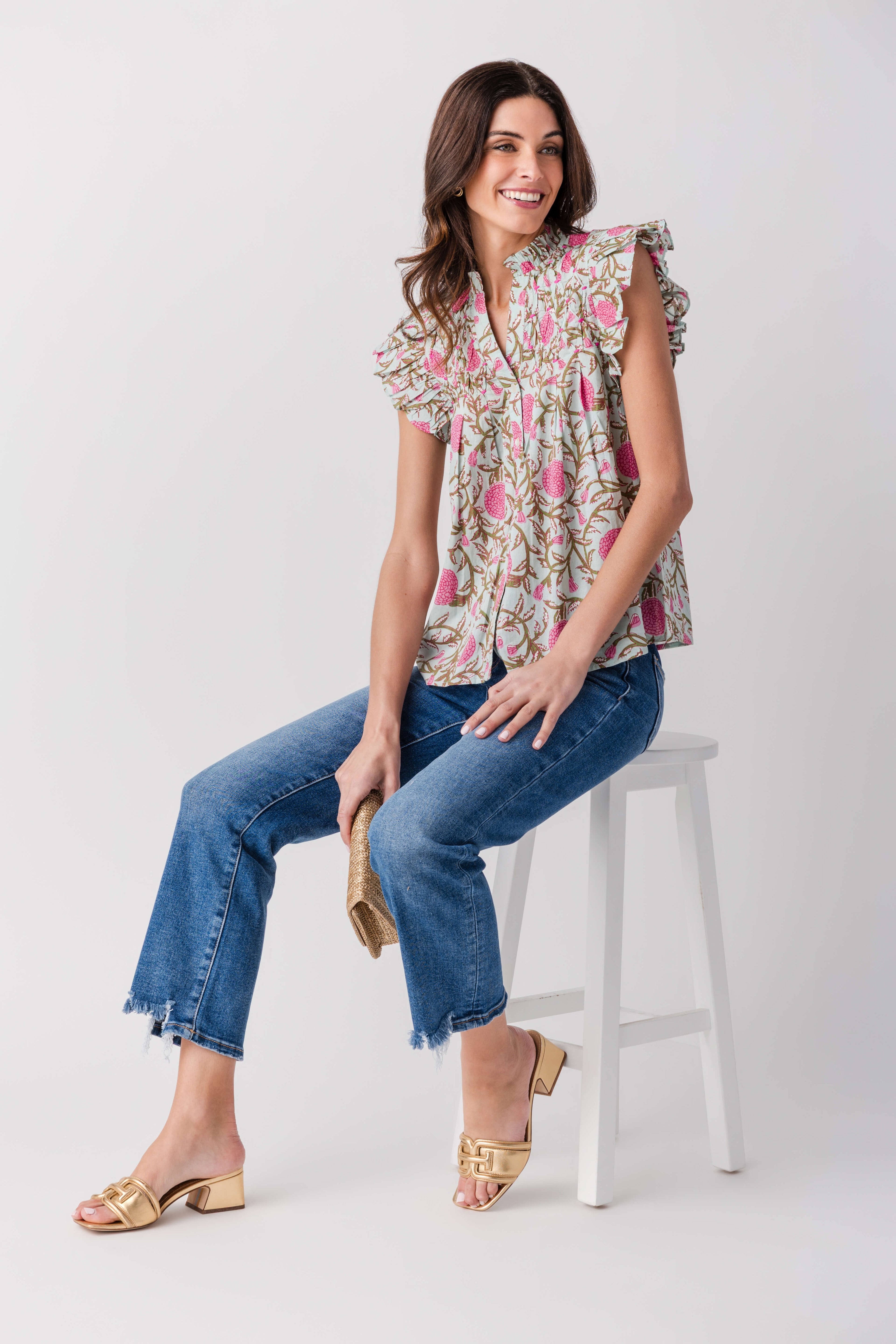 THML Block Print Button Up Top