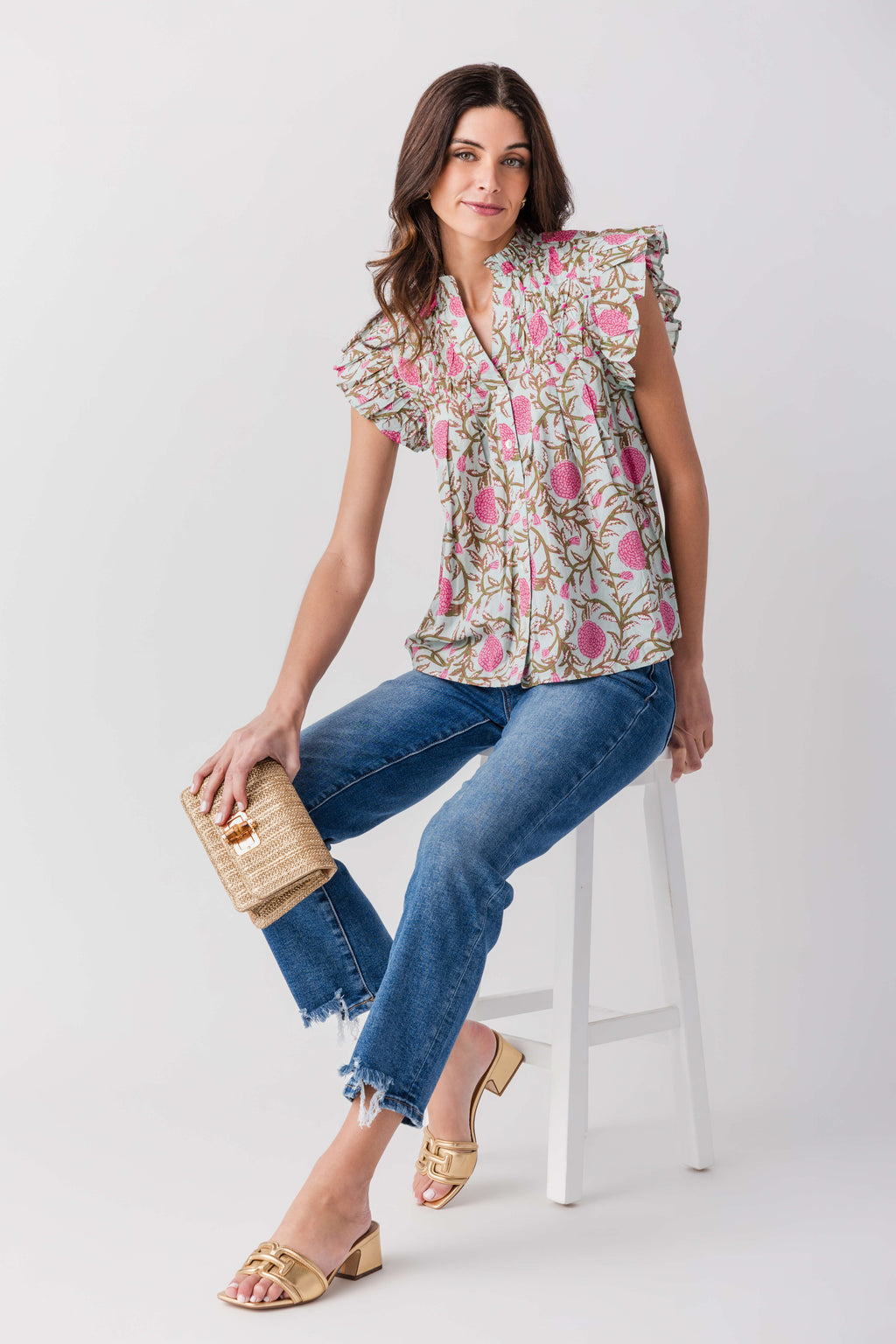 THML Block Print Button Up Top