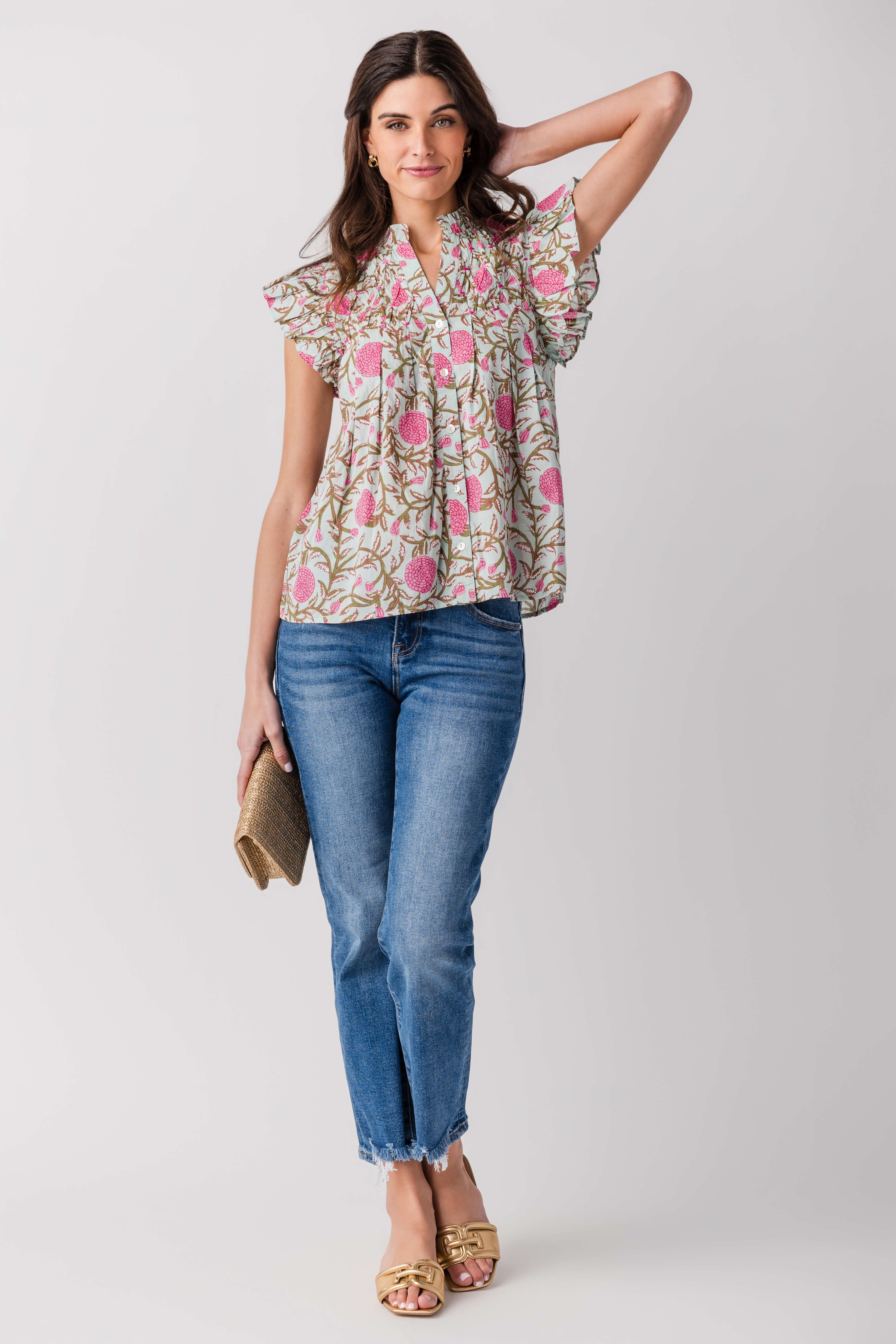 THML Block Print Button Up Top