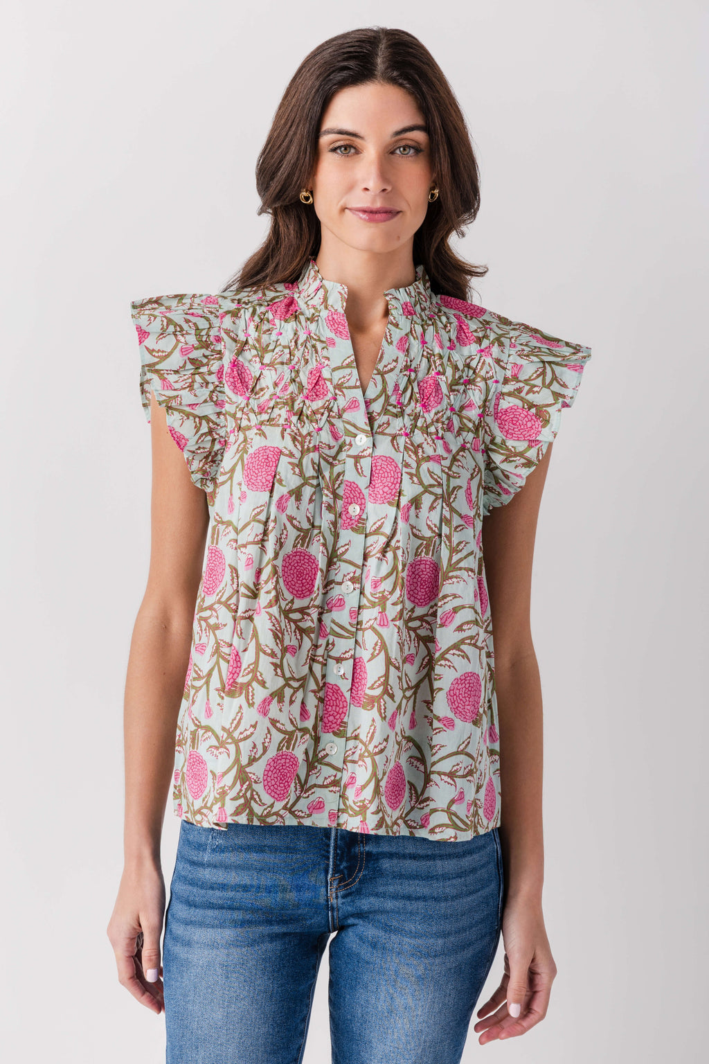 THML Block Print Button Up Top