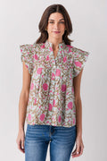THML Block Print Button Up Top