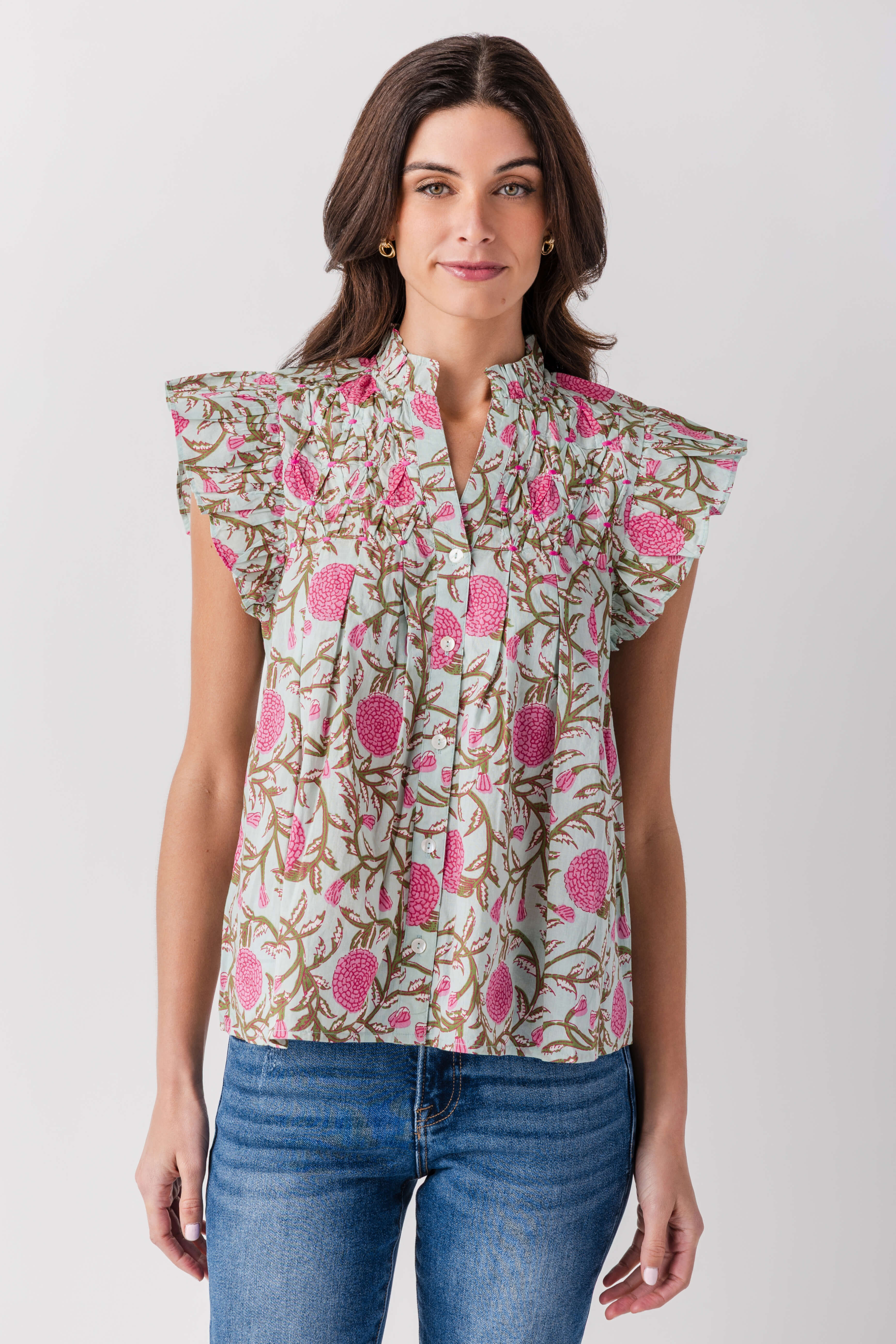 THML Block Print Button Up Top