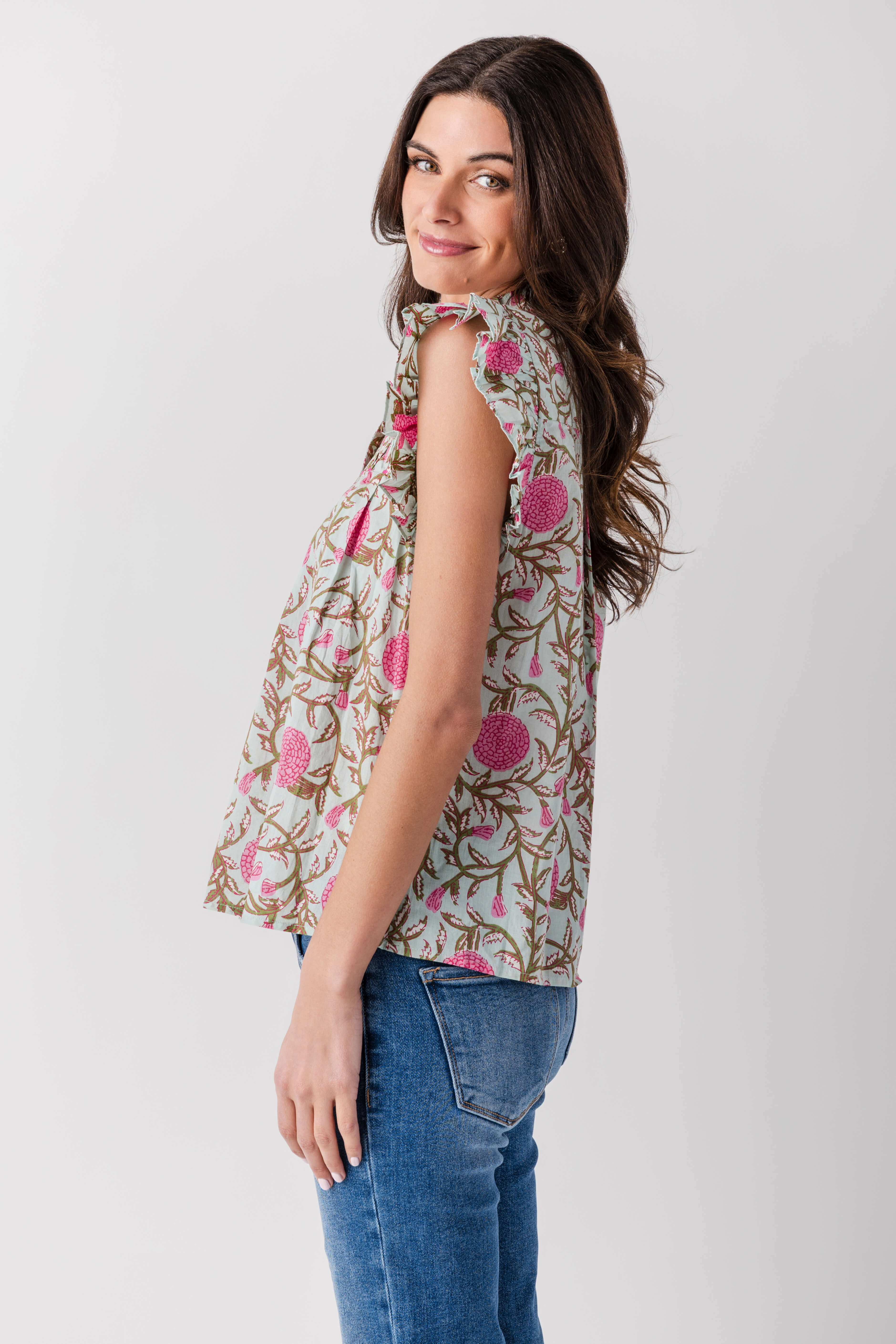 THML Block Print Button Up Top