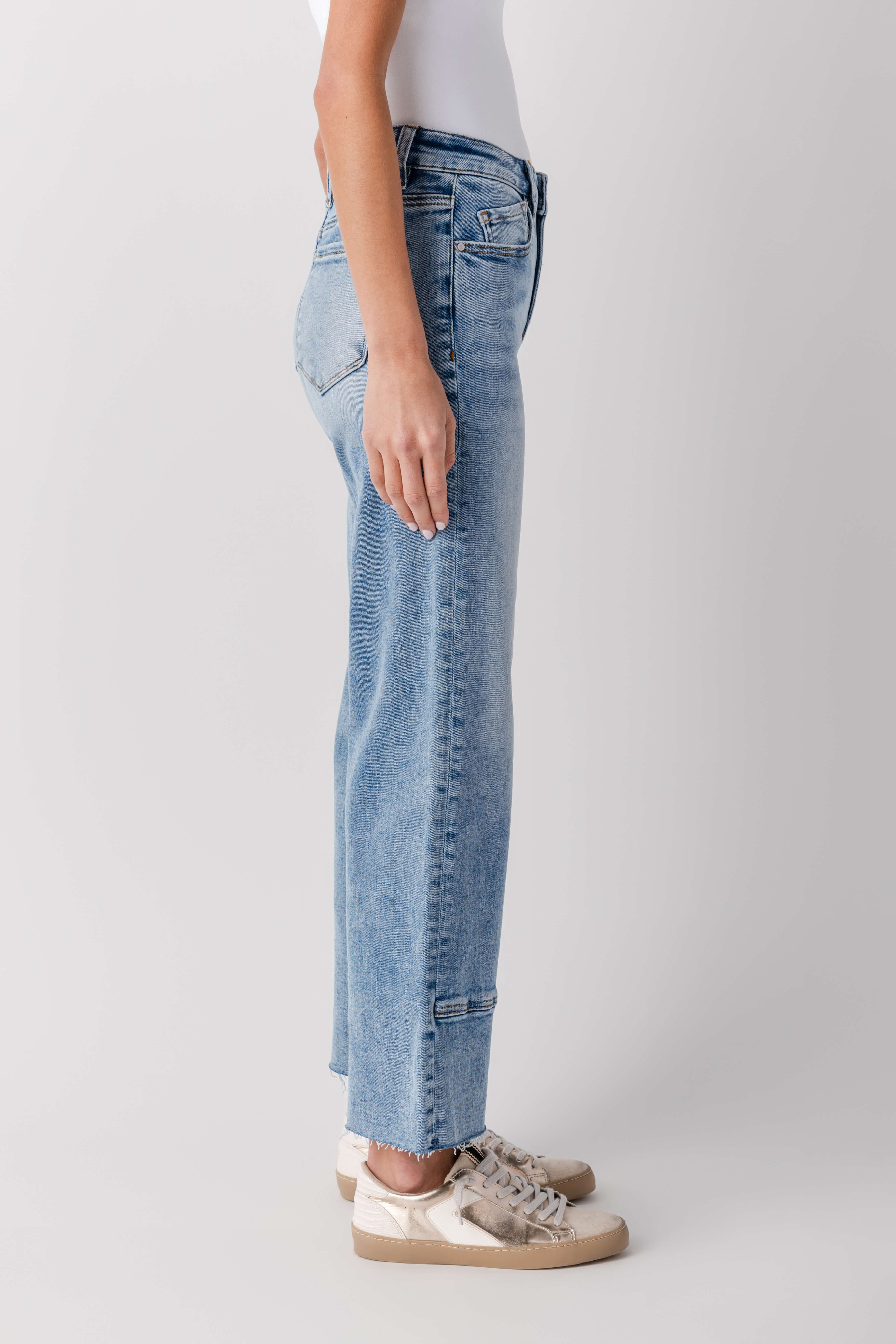 Risen Sloane Mid Rise Seamed Straight Leg Jeans