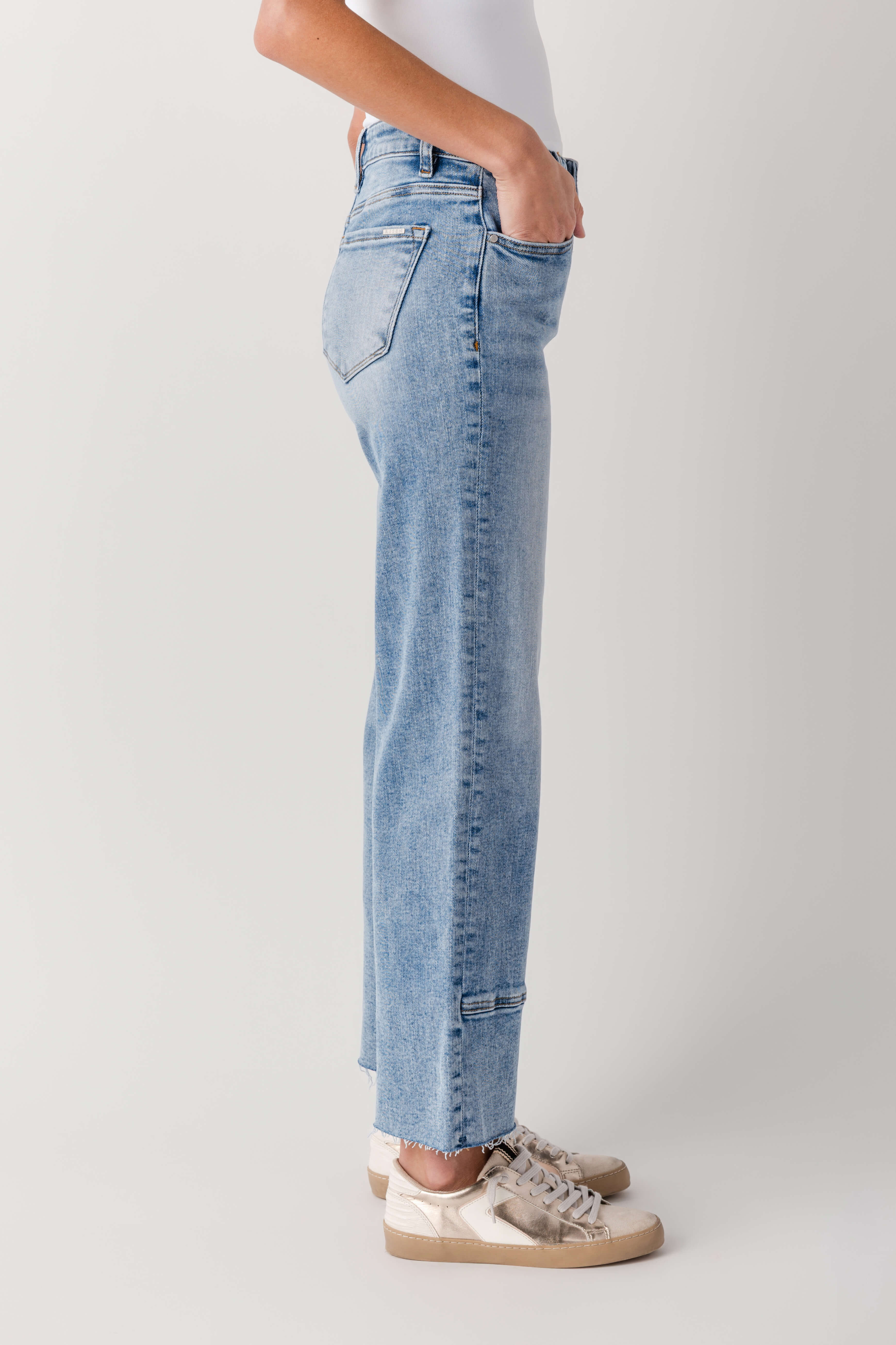 Risen Sloane Mid Rise Seamed Straight Leg Jeans