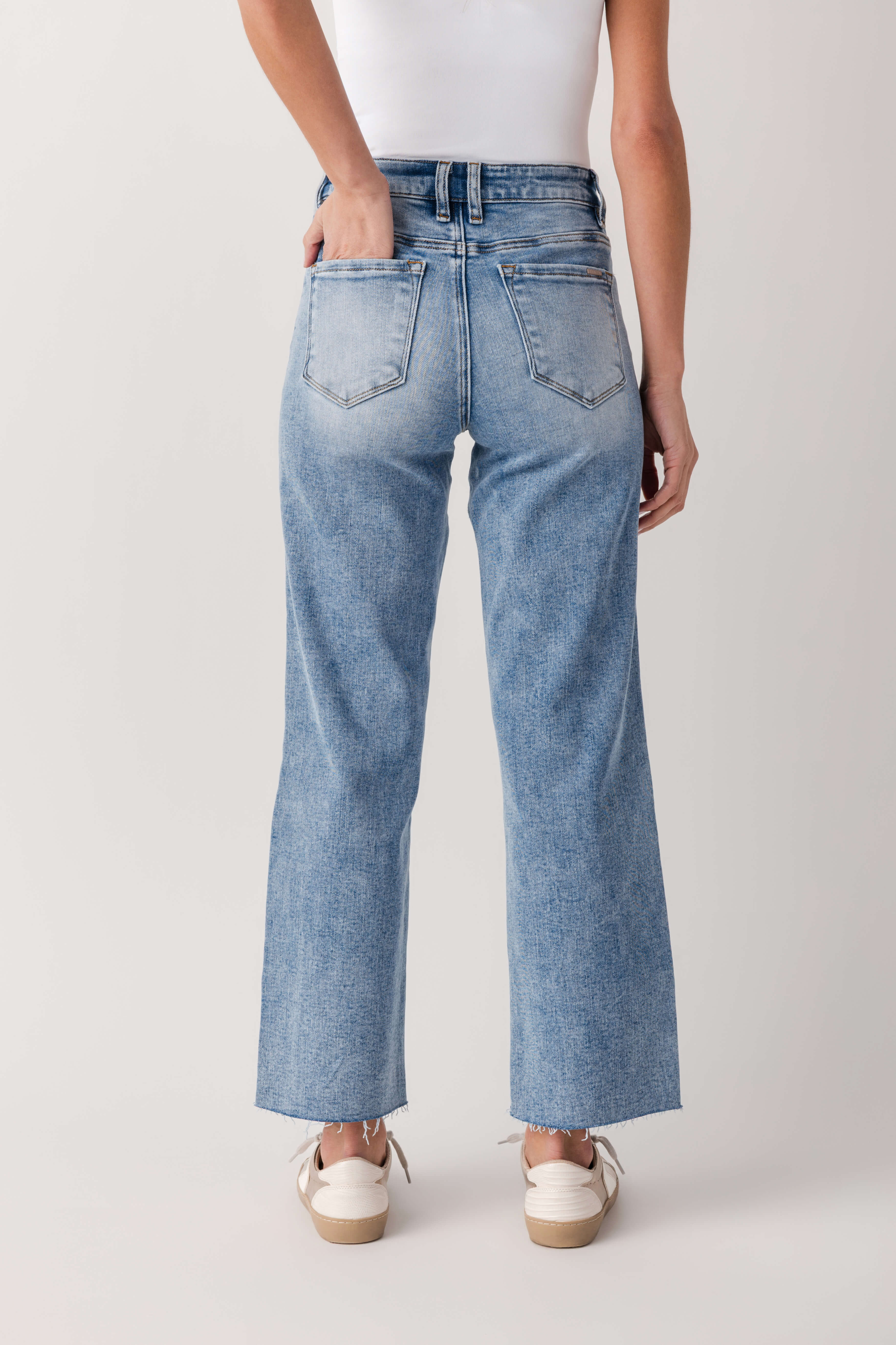 Risen Sloane Mid Rise Seamed Straight Leg Jeans