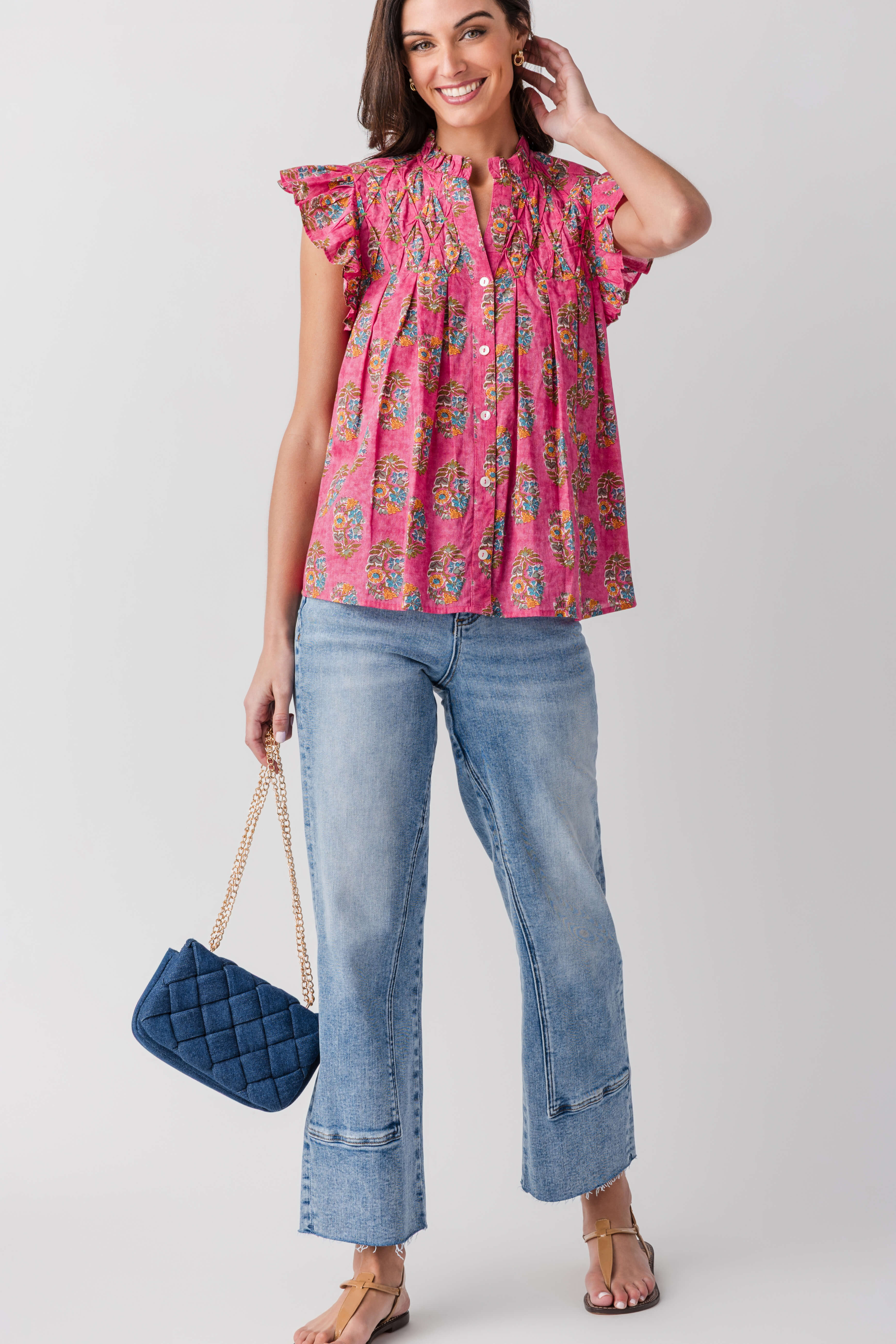 THML Block Print Button Up Top