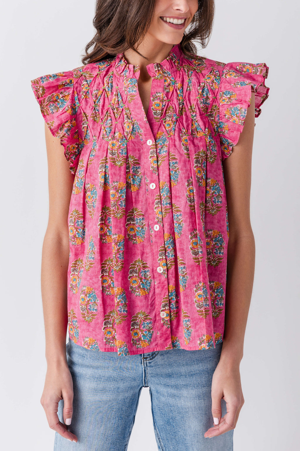 THML Block Print Button Up Top